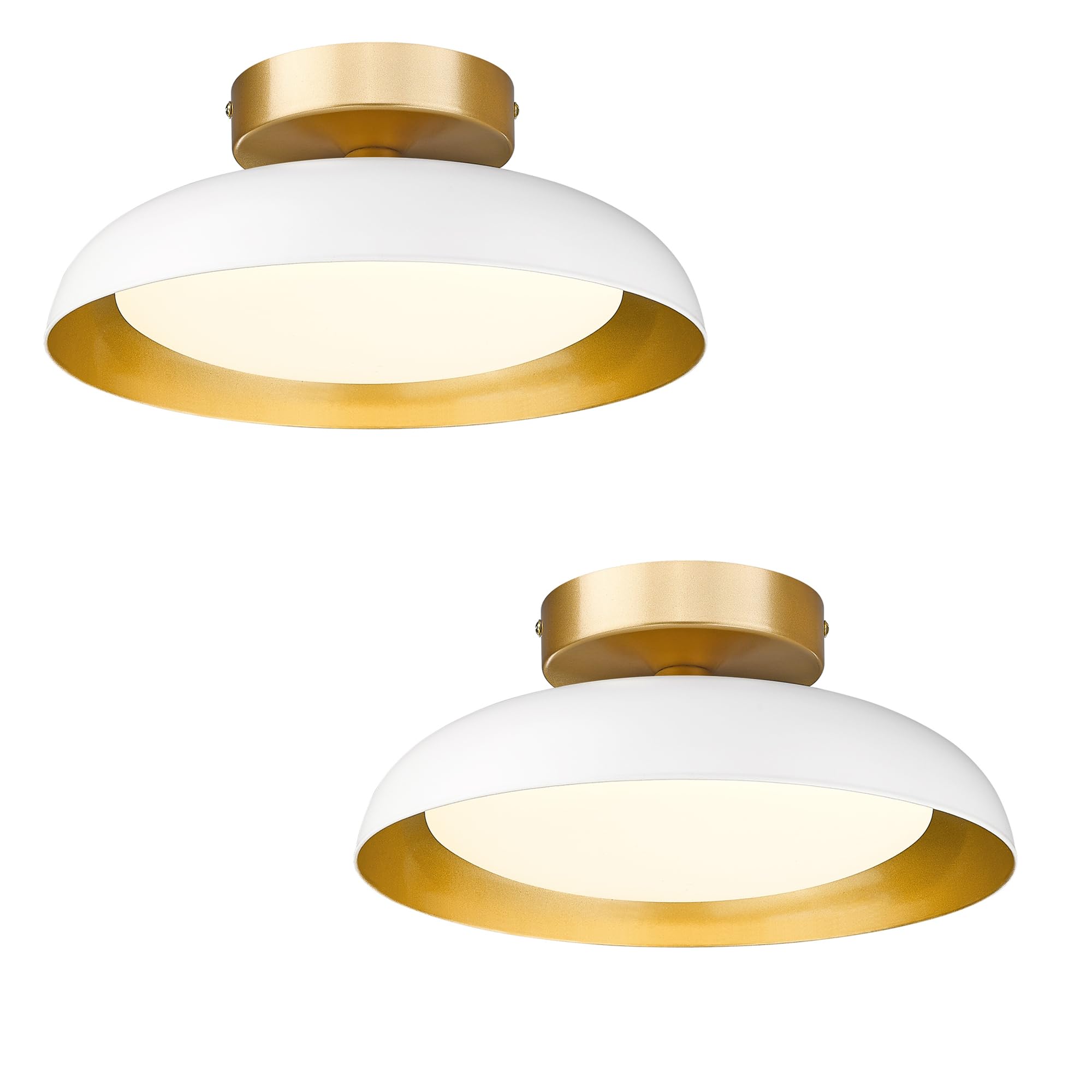 Gold Ceiling Light, 12 Inch LED Semi Flush Mount Ceiling Light Fixture, 12W/700Lm Ceiling Lights for Kitchen, Bathroom, Hallway, 3000K/4000K/6000K Adjustable, KDCL01-GD