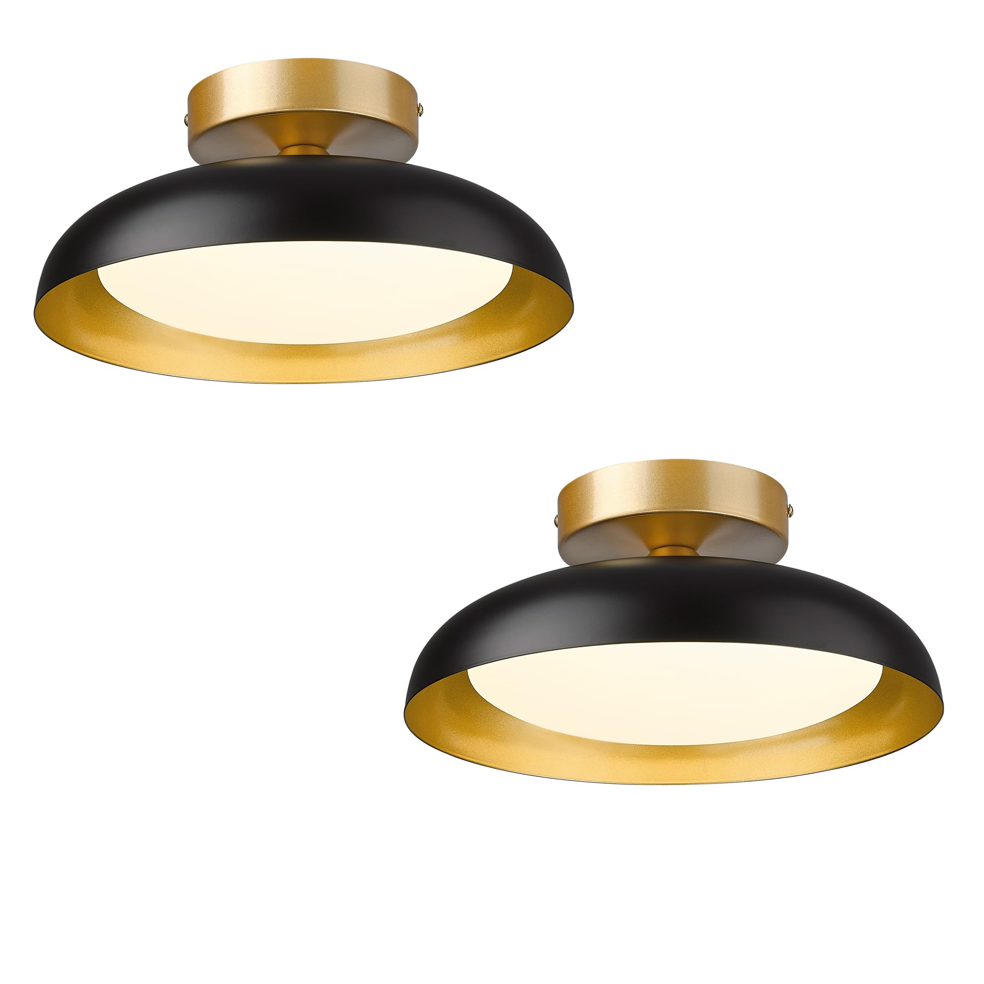 Gold Ceiling Light, 12 Inch LED Semi Flush Mount Ceiling Light Fixture, 12W/700Lm Ceiling Lights for Kitchen, Bathroom, Hallway, 3000K/4000K/6000K Adjustable, KDCL01-GD