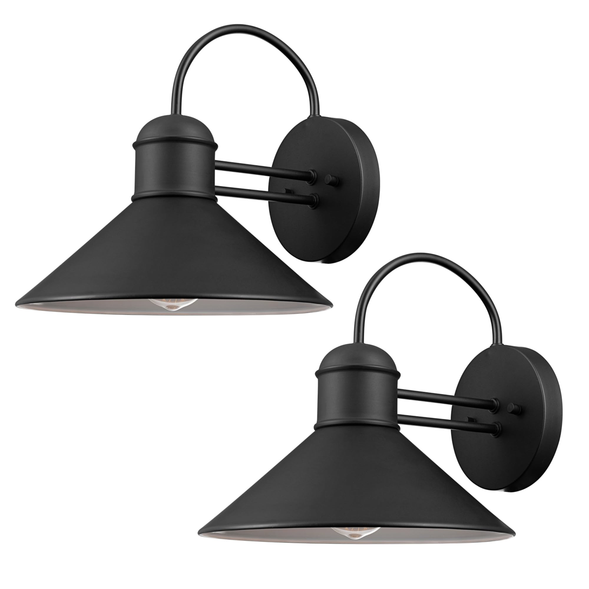 1-Light Outdoor Wall Sconce, 2-Pack, Weatherproof, Black Finish, Outdoor Lighting Modern, Wall Lighting, Porch Light, Front Porch Décor, Patio Décor, Outdoor, Bulb Not Included