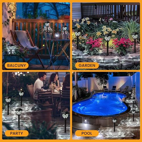 Solar Lights Outdoor Waterproof, 6 Pack LED Solar Garden Lights, Solar Lights for Outside, Garden Decor for Yard, Patio, Landscape, Planter, Walkway (Warm White)