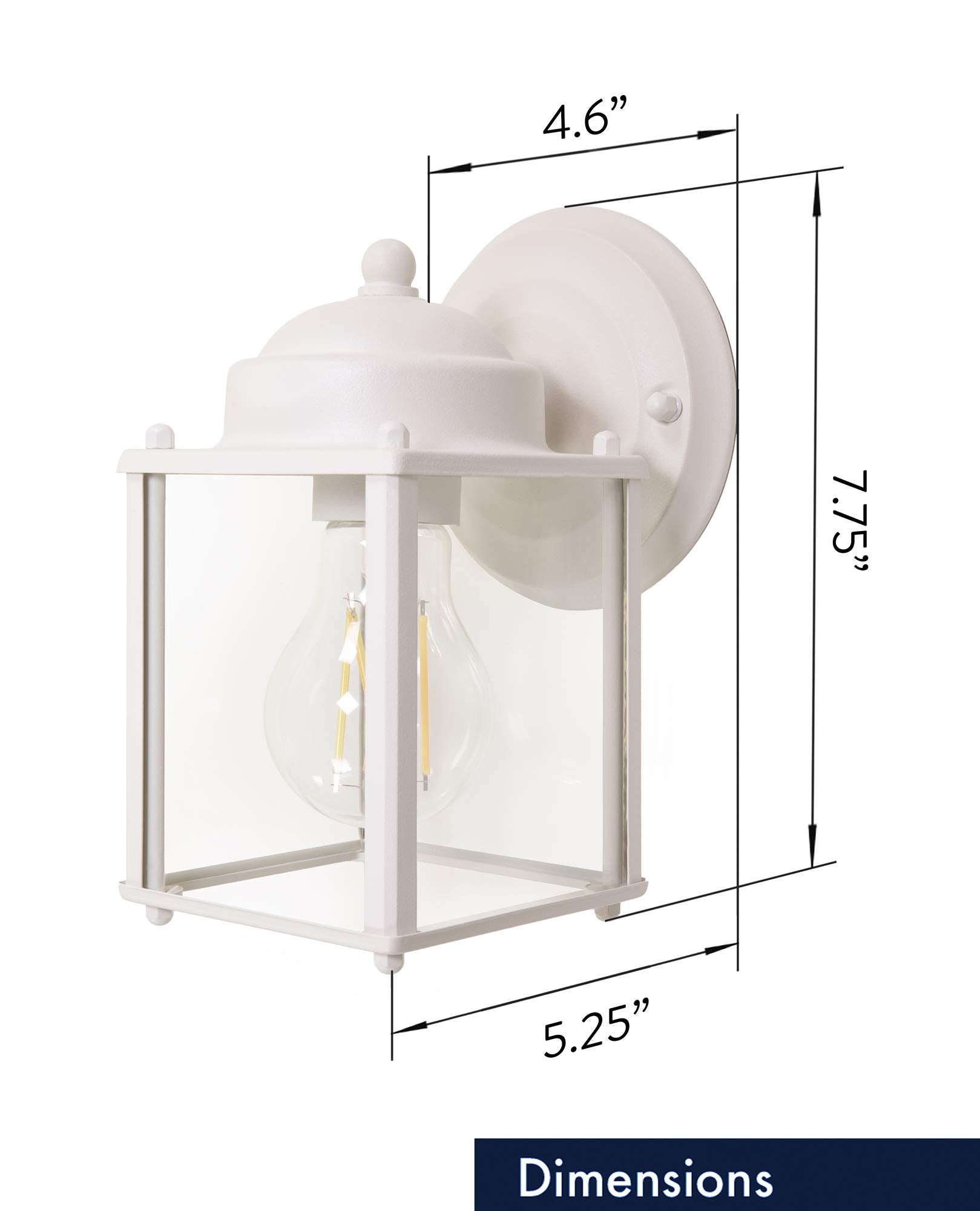 Outdoor LED Square Coach Light for Porch, Patio, Deck, Barn, Wet Location, Built in LED Gives 60W of Light from 9.5W of Power, 800 Lumens, 3K, Durable Nickel Finish & Clear Glass