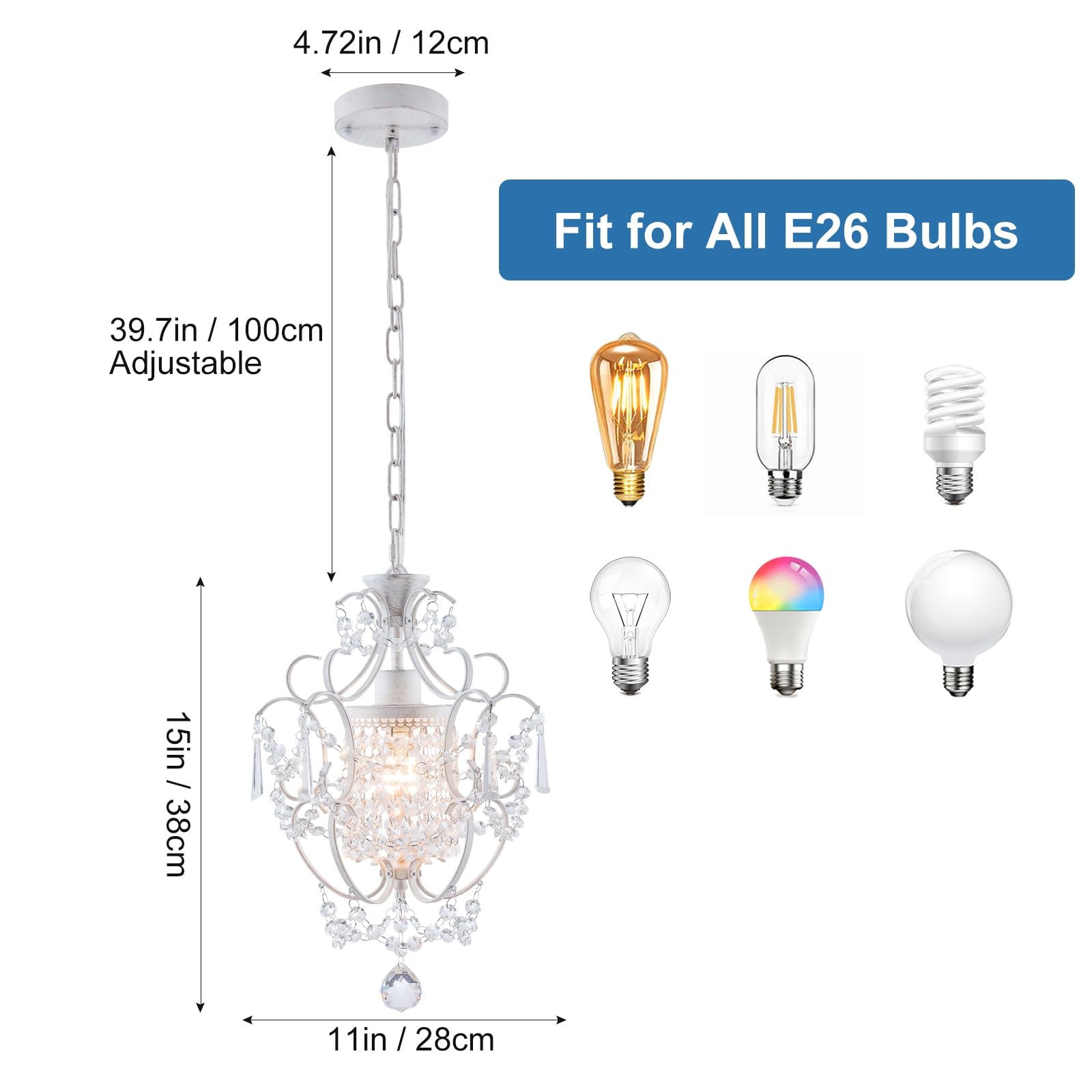 Modern Mini Crystal Chandelier,1-Light Crystal Chandelier Lighting,Chrome Glass Crystal Chandelier Light Fixture,Crystal Pendant Chandelier for Girls Room Dining Room Closet,Entryway