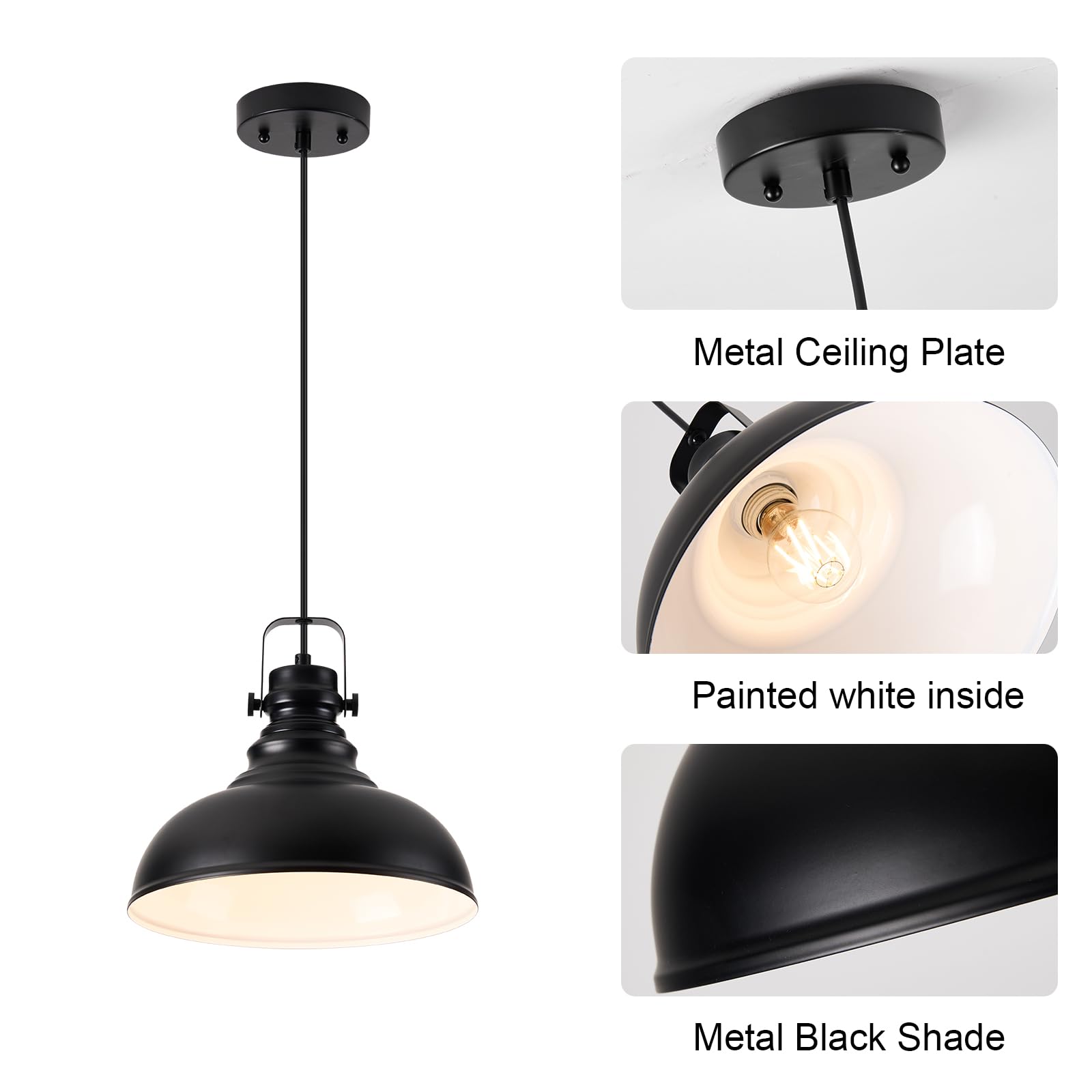 2 Packs Farmhouse Pendant Lights Kitchen Island Adjustable Pendant Light Fixtures Rustic Industrial Hanging Lamp,Oil Rubbed Bronze