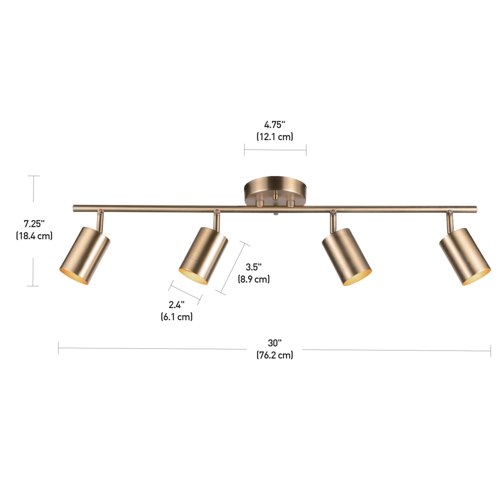 4-Light Track Lighting, Brushed Nickel Finish, Bulb Not Included