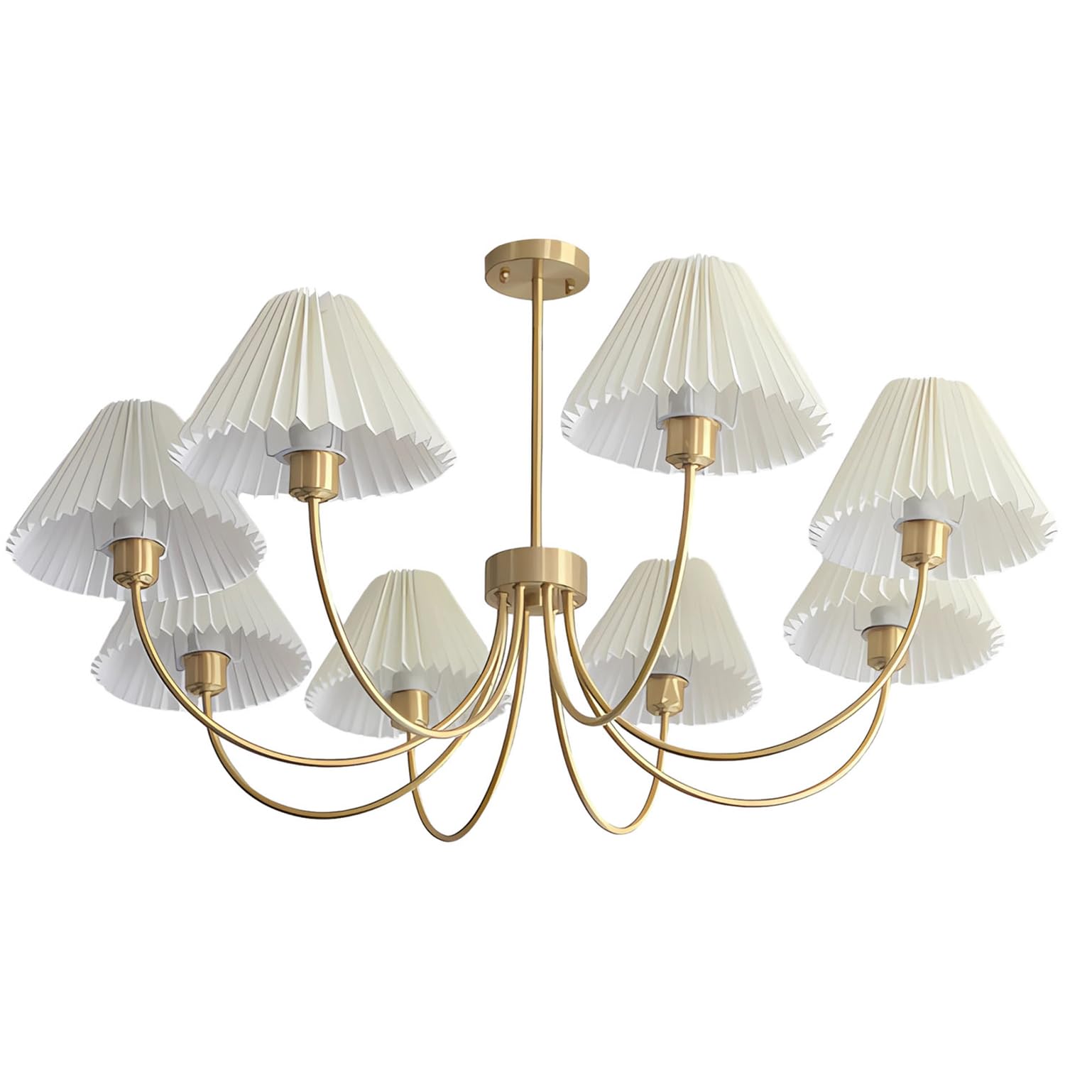 Lighting 3-Lights Pleated Chandelier White Fabric Pendant Light Fixtures Mid Century Modern Gold Sputnik Chandelier Vintage Classic Chandeliers for Dining Room Bedroom