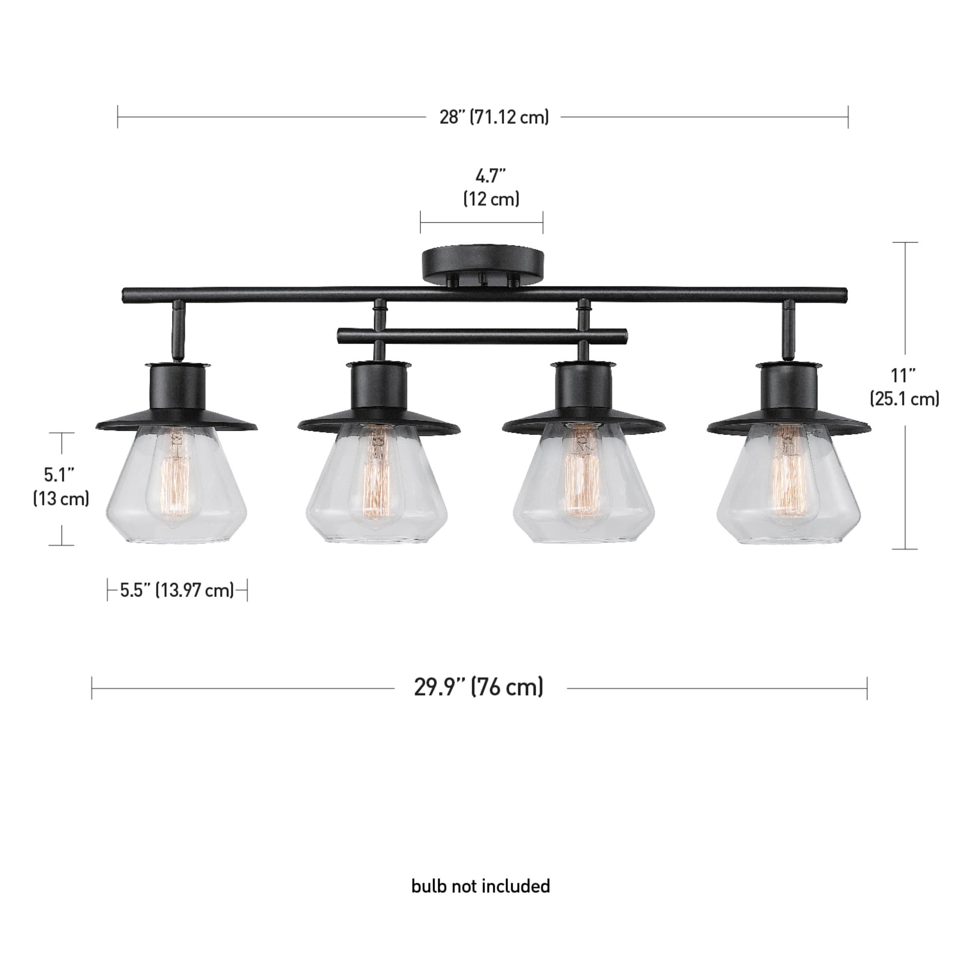 3-Light Track Lighting, Wood Toned, Matte Black Accents, Clear Glass Shades, Kitchen, Bathroom, Home Essentials, Ceiling Light, Dorm, Dining Room, Hallway