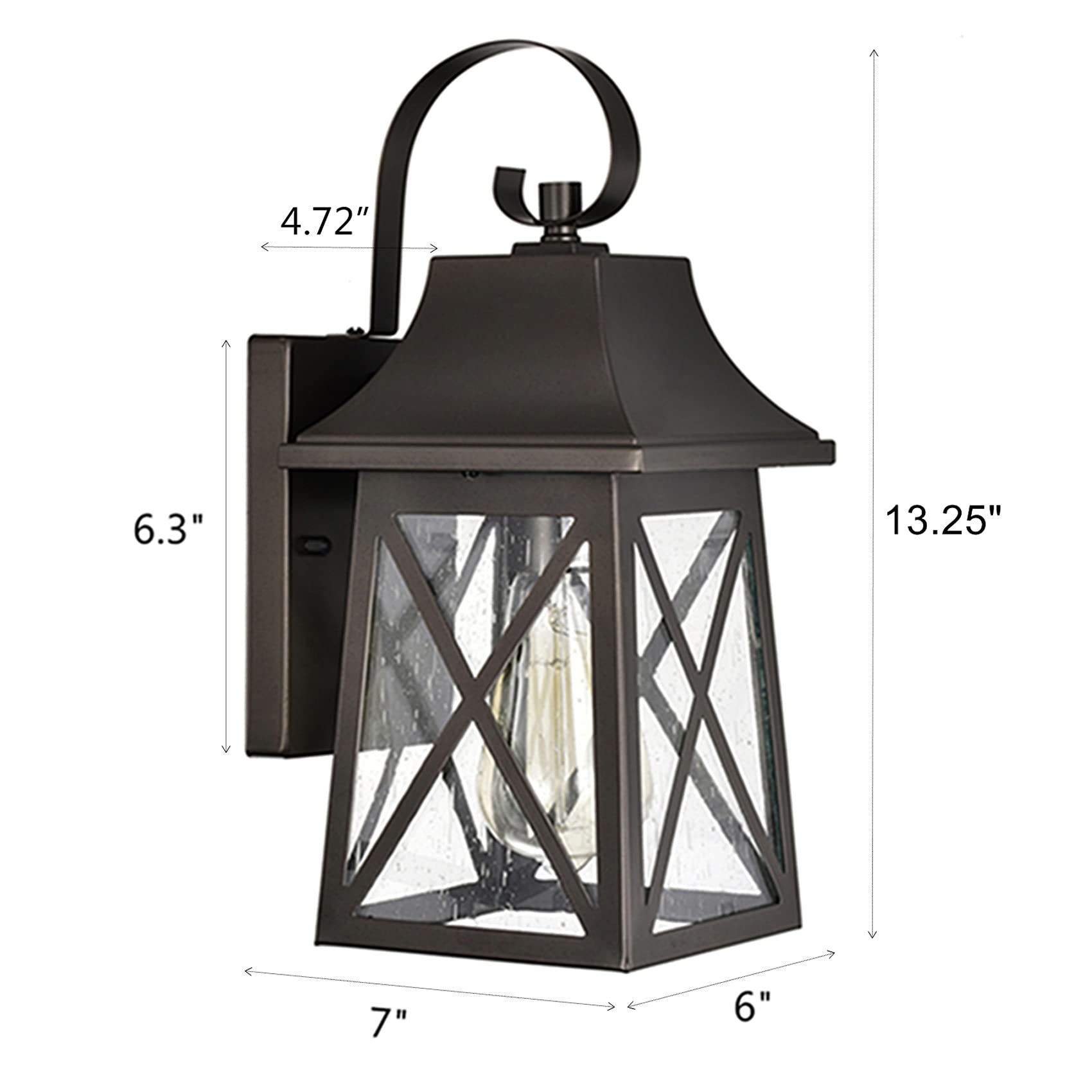 Porch Light Fixture, Oil Rubbed Bronze Outdoor Wall Sconce,13.25" Farmhouse Porch Light with Clear Seedy Glass for Garage, Patio, Porch, Doorway, Entryway.