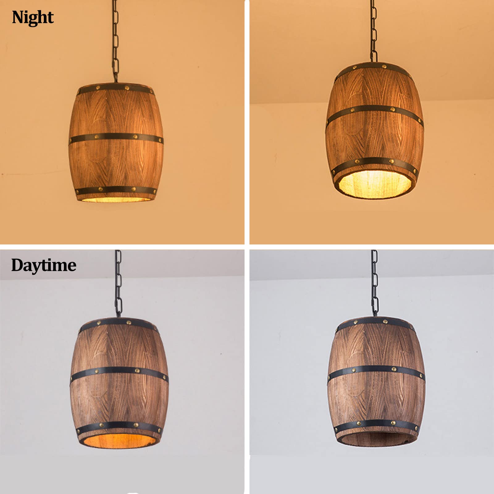 TFCFL 6 Lights Industrial Vintage Hanging Pendant Light Wooden Chandelier Ceiling Light Retro Wooden Light Suspension Lighting Fixture Retro Loft Lantern Chandelier Lights Handmade Lighting Products