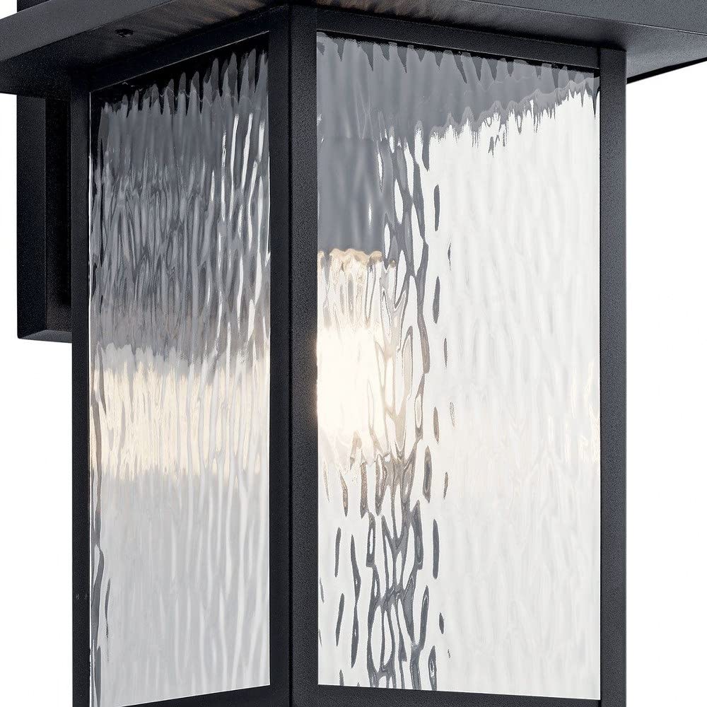 10.25" Outdoor Wall Light in Black, 1-Light Exterior Wall Sconce Porch Light with Clear Water Glass, (10.25" H x 6.5" W), 49924BKT