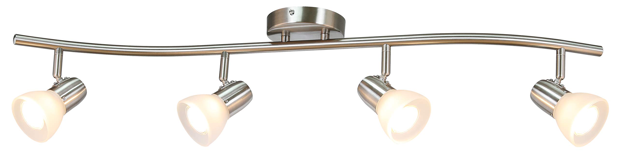 Track Light, 4 Light Kitchen Track Lighting, Modern S-Shaped Ceiling Track Light Bar Brushed Nickel Finish XB-TR1223-4-BN