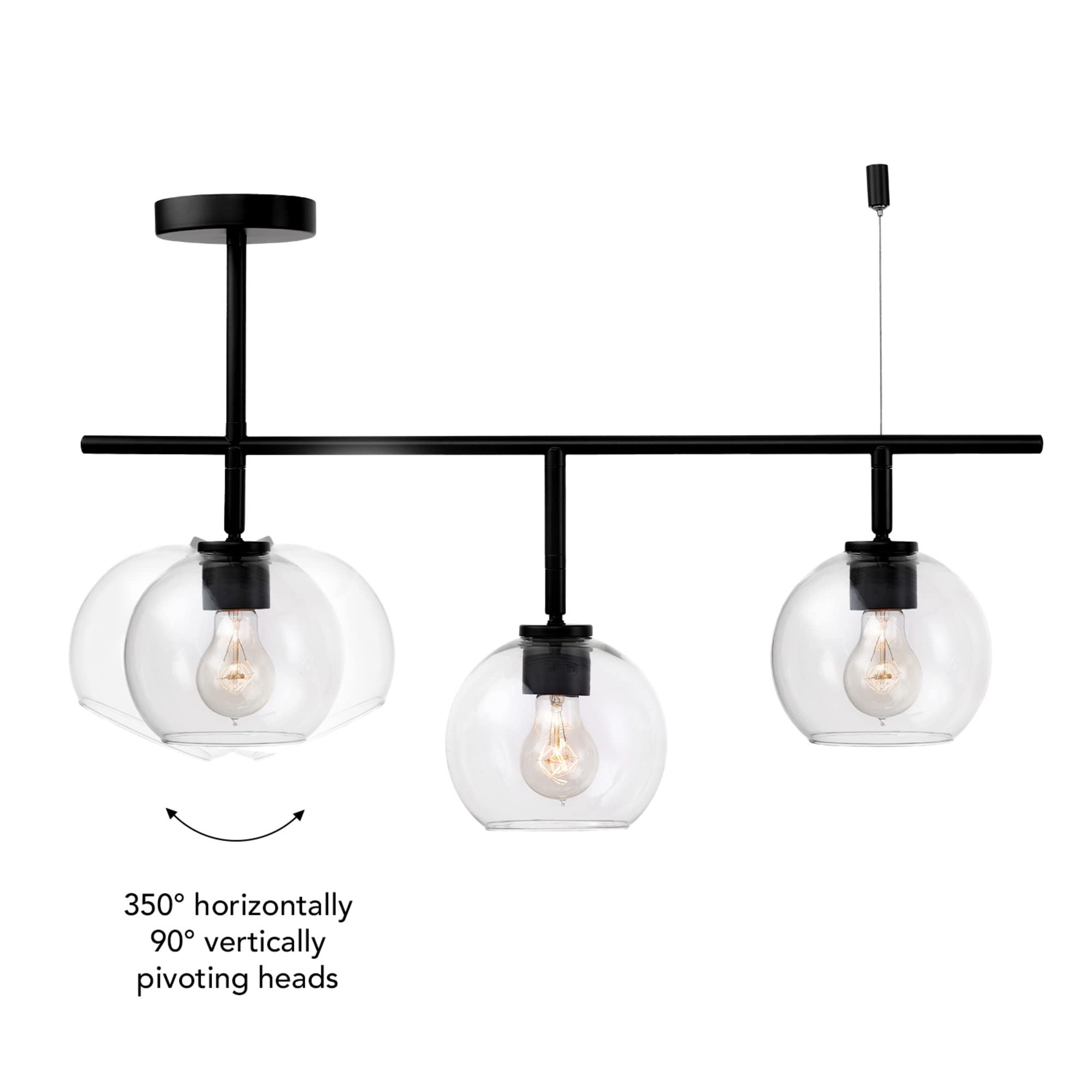 3-Light Track Lighting, Brushed Nickel, Clear Glass Shades, Silver, Bulb Not Included