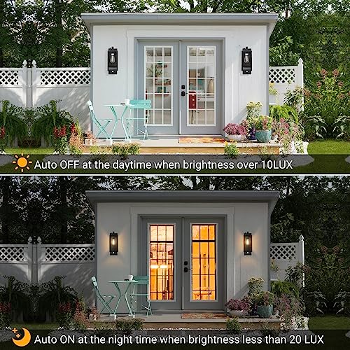 Outdoor Porch Lights Fixtures Wall Mount, Dusk to Dawn Outdoor Lighting Fixtures for House, Sensor Exterior Wall Lights, Waterproof Sconce Outside Lamp, Anti Rust Wall Lantern for Garage