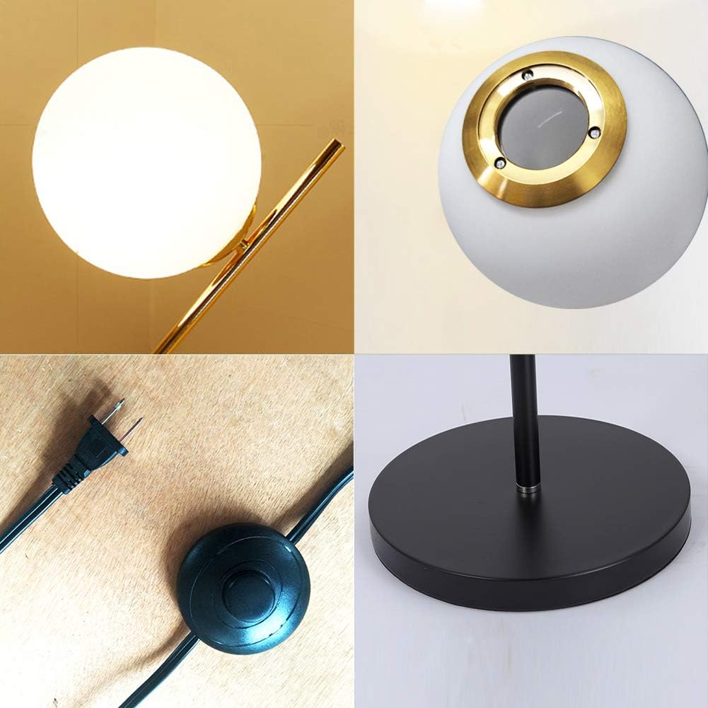 Lighting KU300208 Modern Style Two Milky White Glass Orbs and Brass Finish Floor Lamp for Living Room,Bedroom,Office,Hotel,Light Pole and Base Black Finish