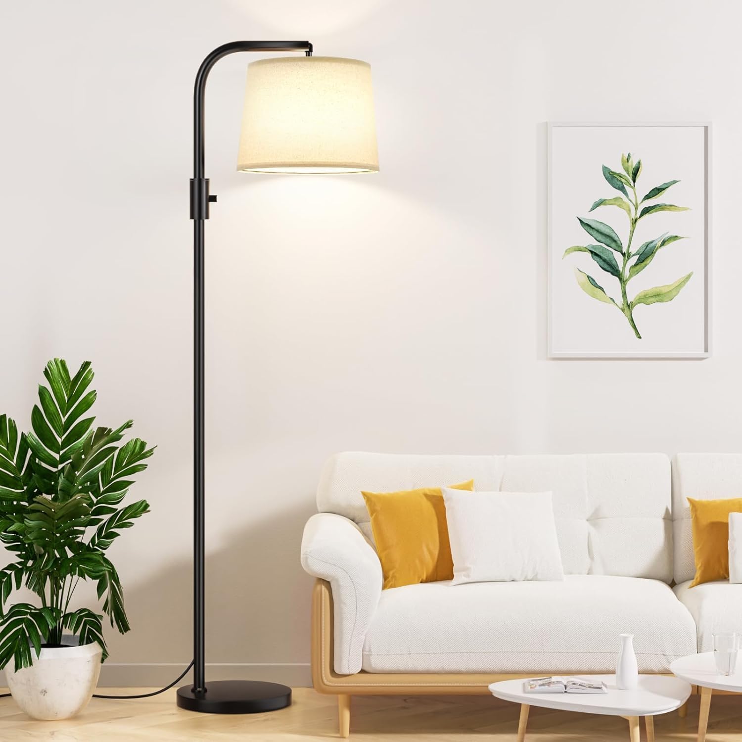 Floor Lamp - Floor Lamps 9W 𝐋𝐄𝐃 Light Bulb Included, Standing Lamps for Living Room with Adjust Head, Modern Standing Tall Light Rotary Switch for Office