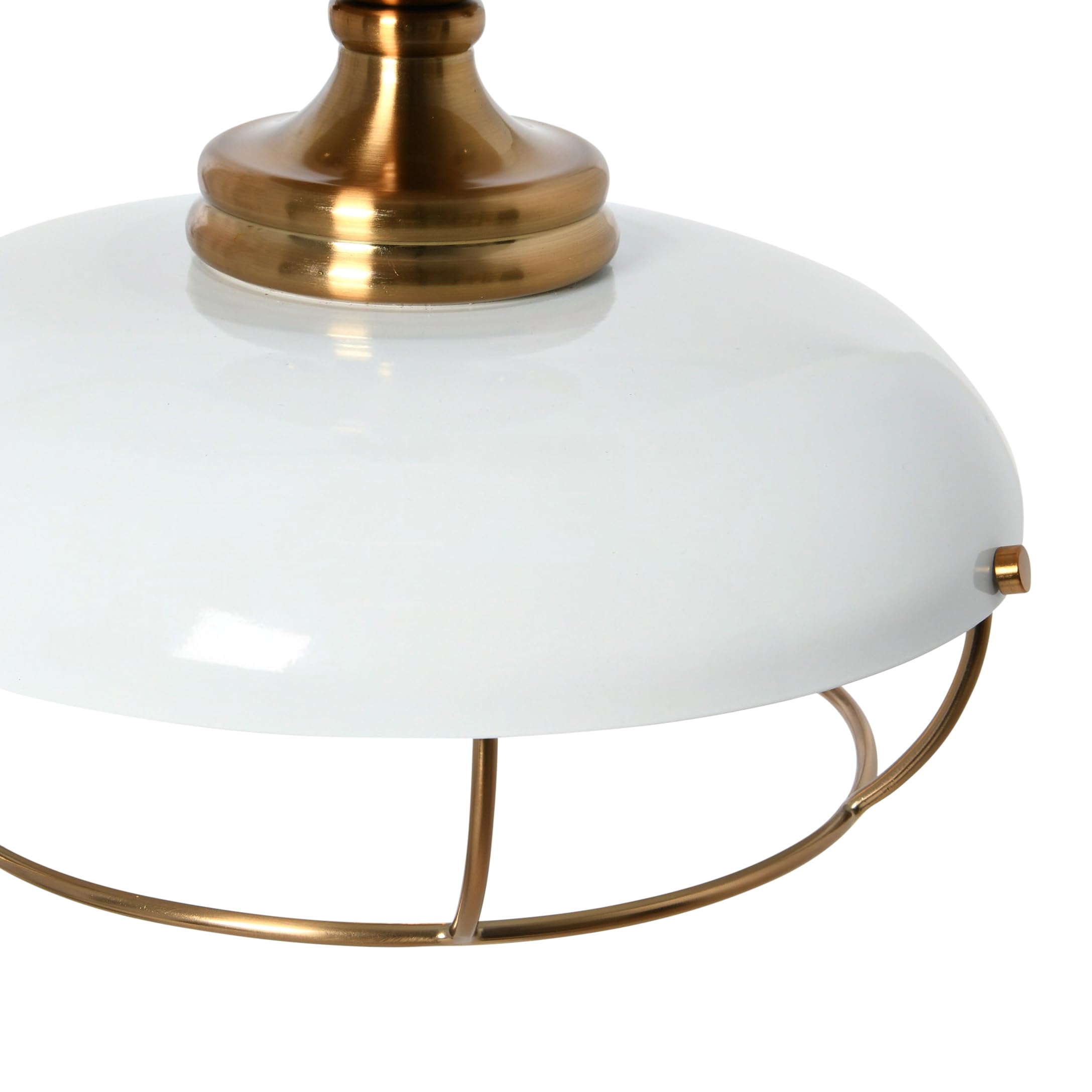 Caged Dome Metal Semi-Flush Mount Ceiling Light, Brushed Brass and Navy Blue