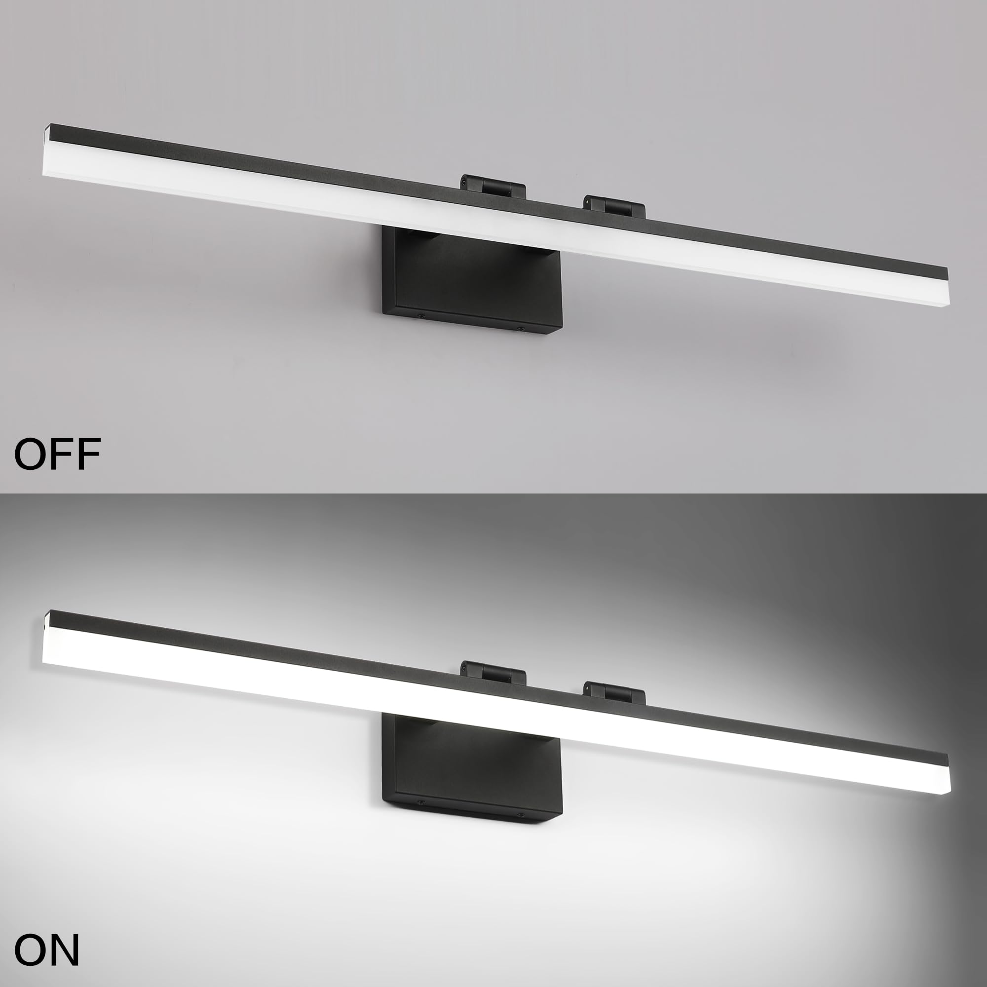 Dimmable Black Vanity Light Bar Lighting Fixtures Modern Bathroom Light Fixtures 6000K Rotatable White Aluminum LED Light