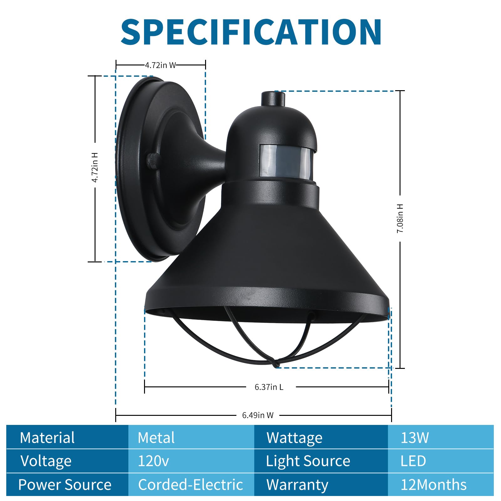 LONEDRUID Motion Sensor Outdoor LED Porch Wall Light Fixtures Dusk to Dawn Exterior Barn Wall Lantern Black Farmhouse Sconce Lighting Wall Mount Lamp for Garage Patio Balcony Doorway