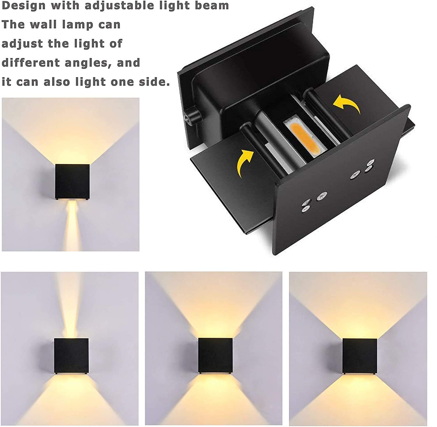 LANFU LED Aluminum Waterproof Outdoor Wall Sconce, Outdoor Wall Light 6W 100-277V 3000K Outdoor Cube Square Wall Light Warm Light 2 LEDs Black 6W Outside Wall Lights for House Patio