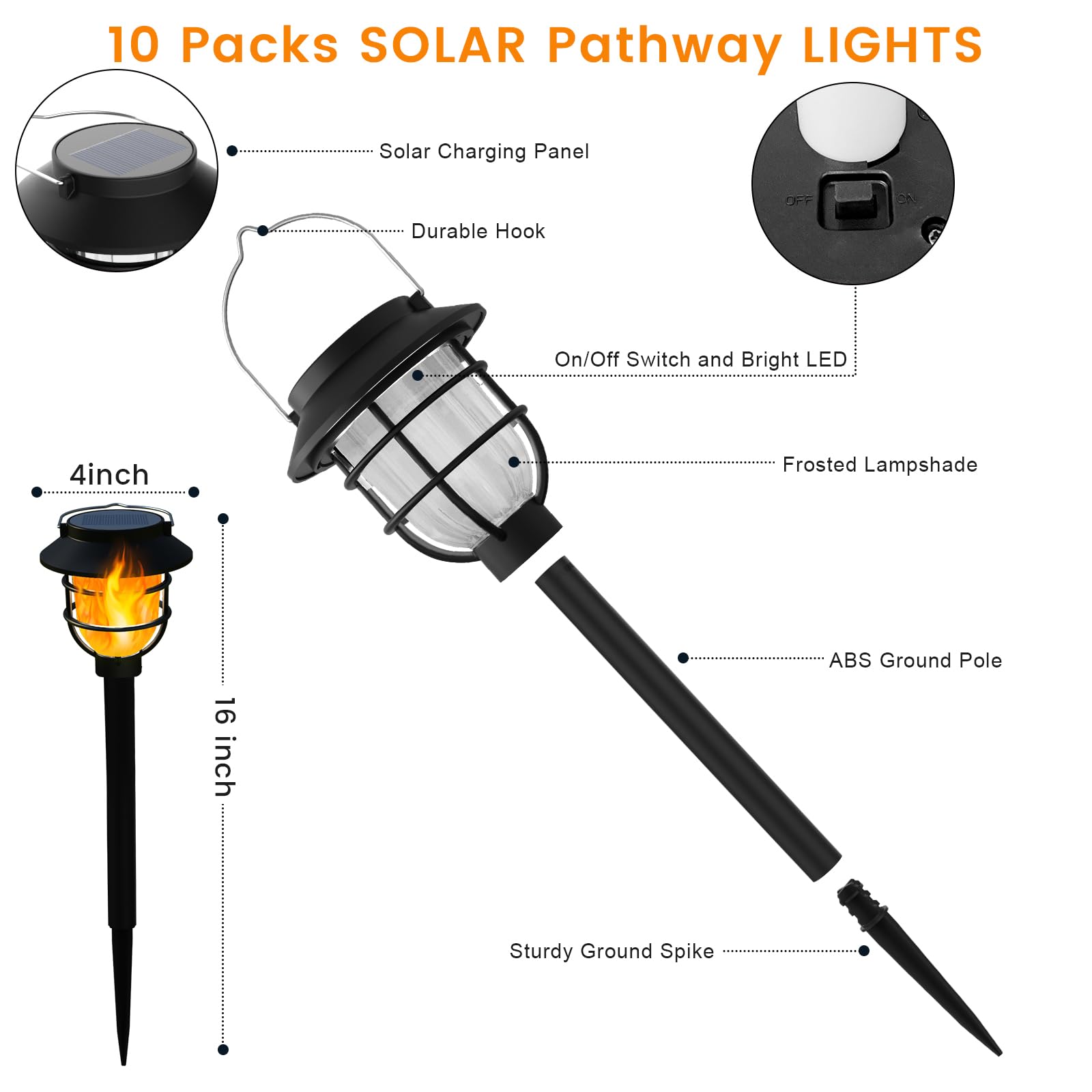 10 Pack Solar Pathway Lights Outdoor - Bright Solar Powered Garden Lights with Warm White LED, Auto On/Off Waterproof Path Lights Decorative, Landscape Lighting for Yard Patio Walkway Driveway