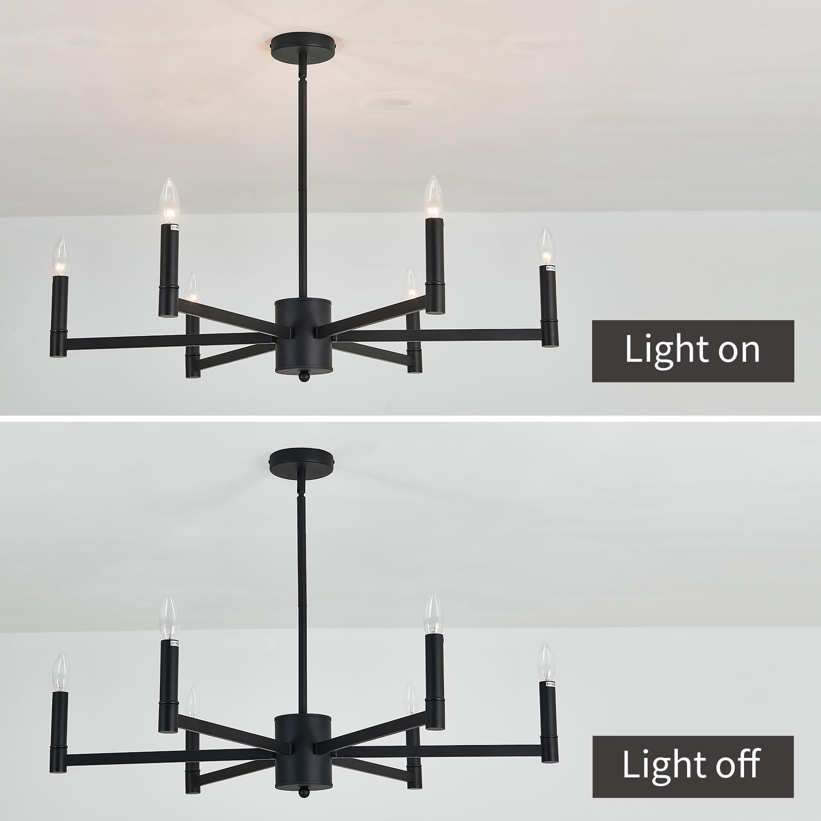 8-Light Gold Candle Chandeliers Modern Farmhouse Ceiling Light Fixture Industrial Lighting for Dining Room Living Room Bedroom Kitchen Island Foyer