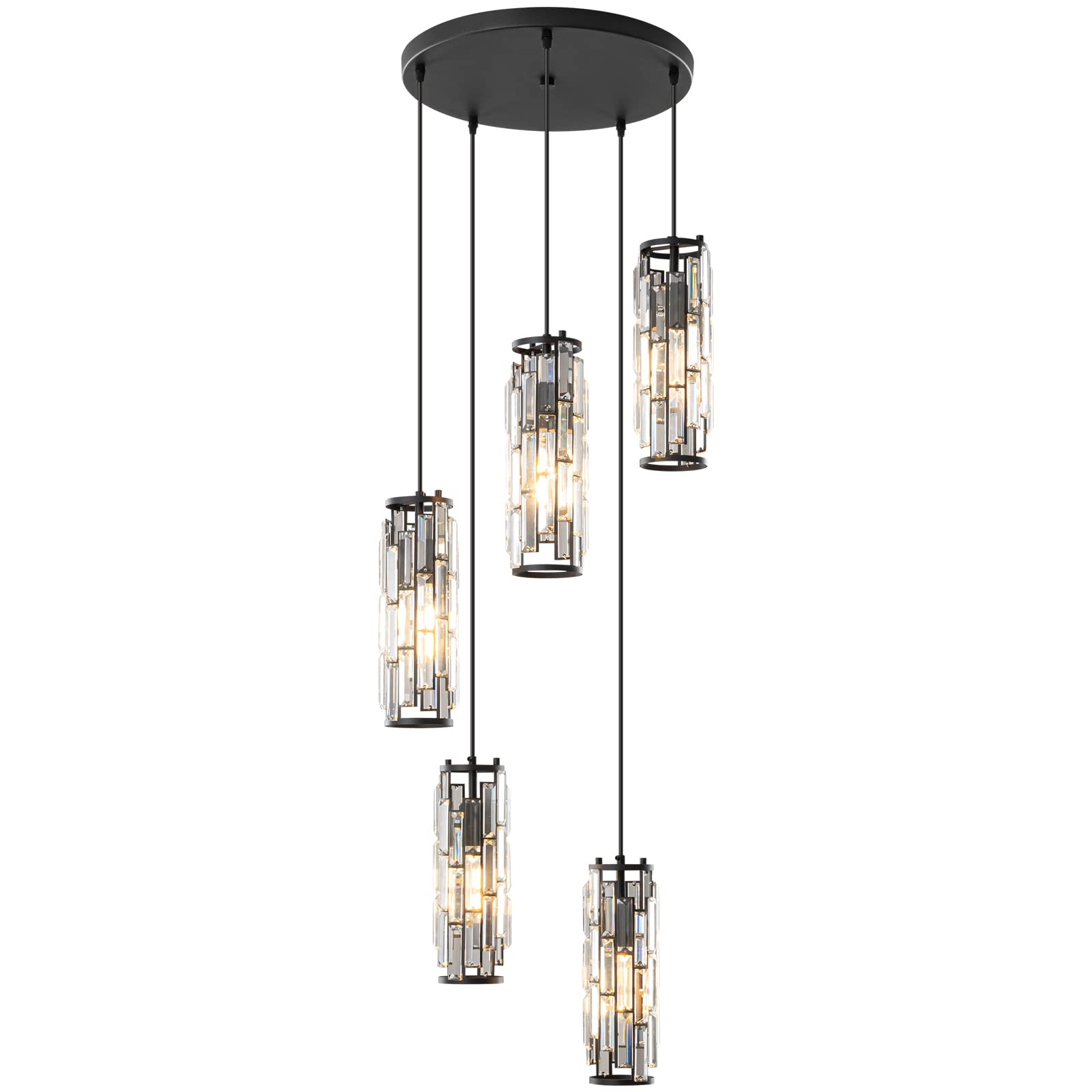 LMQNINE Pendant Lighting Modern Pendant Light, Mini Crystal Chandeliers,Adjustable Pendant Light Fixture for Kitchen Island Dinning Room Bedroom (Gold, 3-Light)