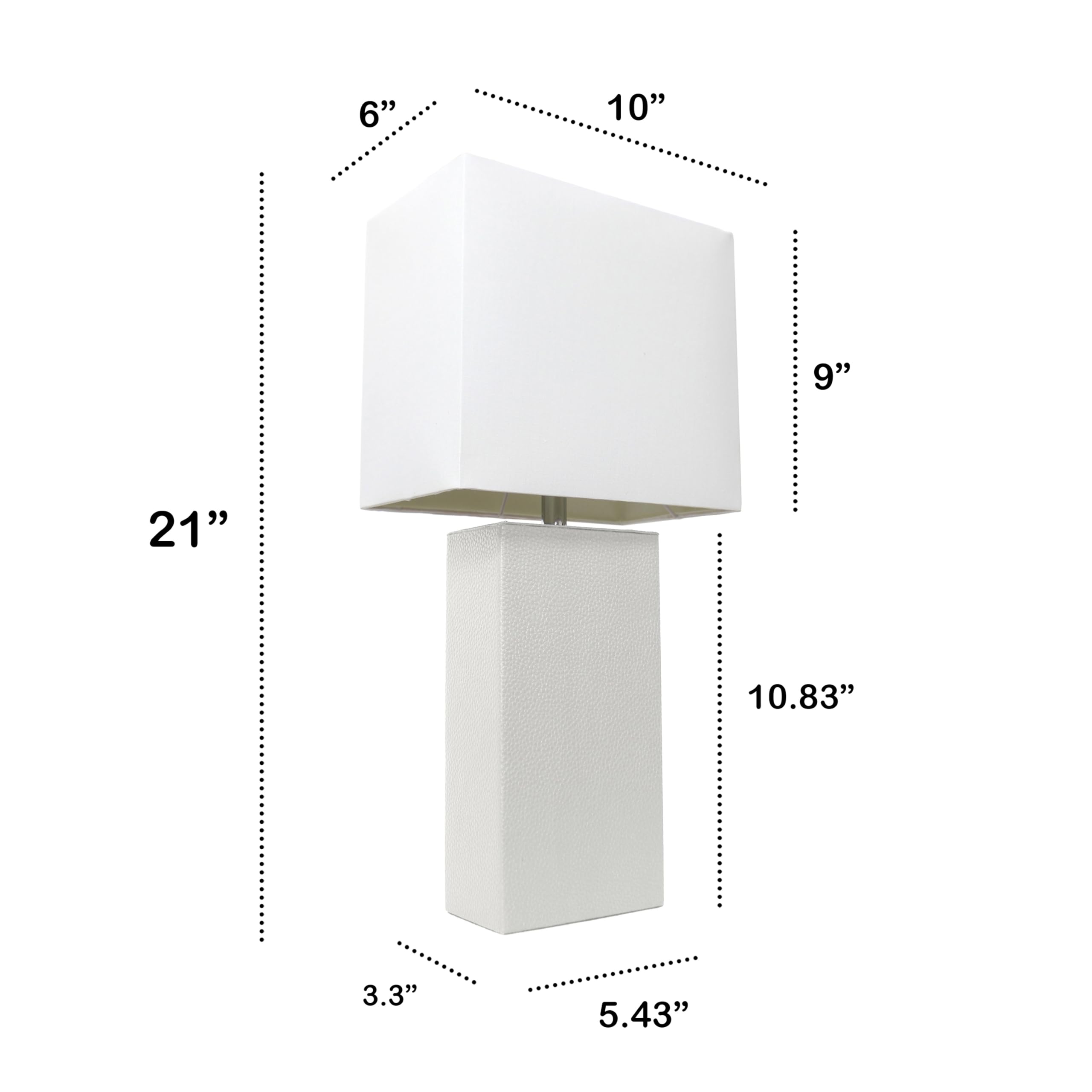 Modern Leather Table Lamp with White Fabric Shade, Gray (Pack of 1)