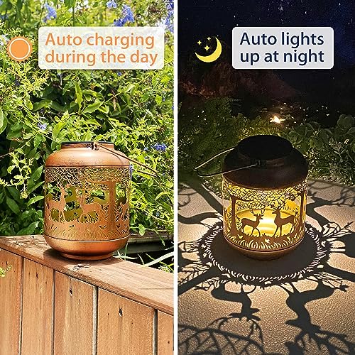 Hummingbird Solar Lanterns Outdoor Waterproof Hanging Solar Lights Hummingbird Gifts for Women Men Metal Bird Decorative LED Lanterns for Yard, Patio, Lawn, Tabletop, Pathway, Landscape, Garden Decor