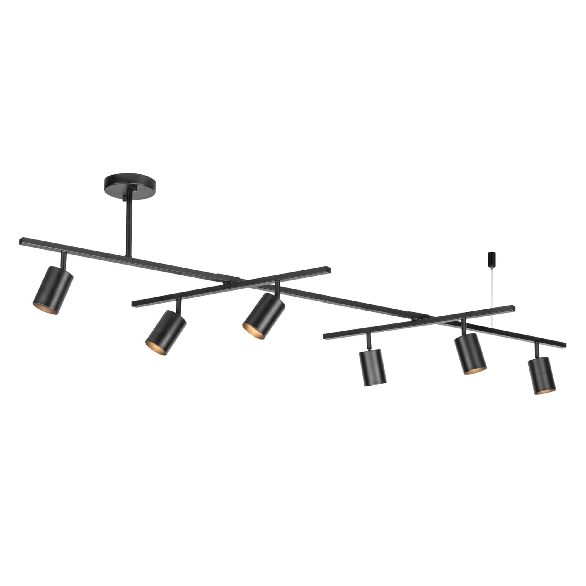 6-Light Track Lighting, Matte Black, Center Swivel Bars