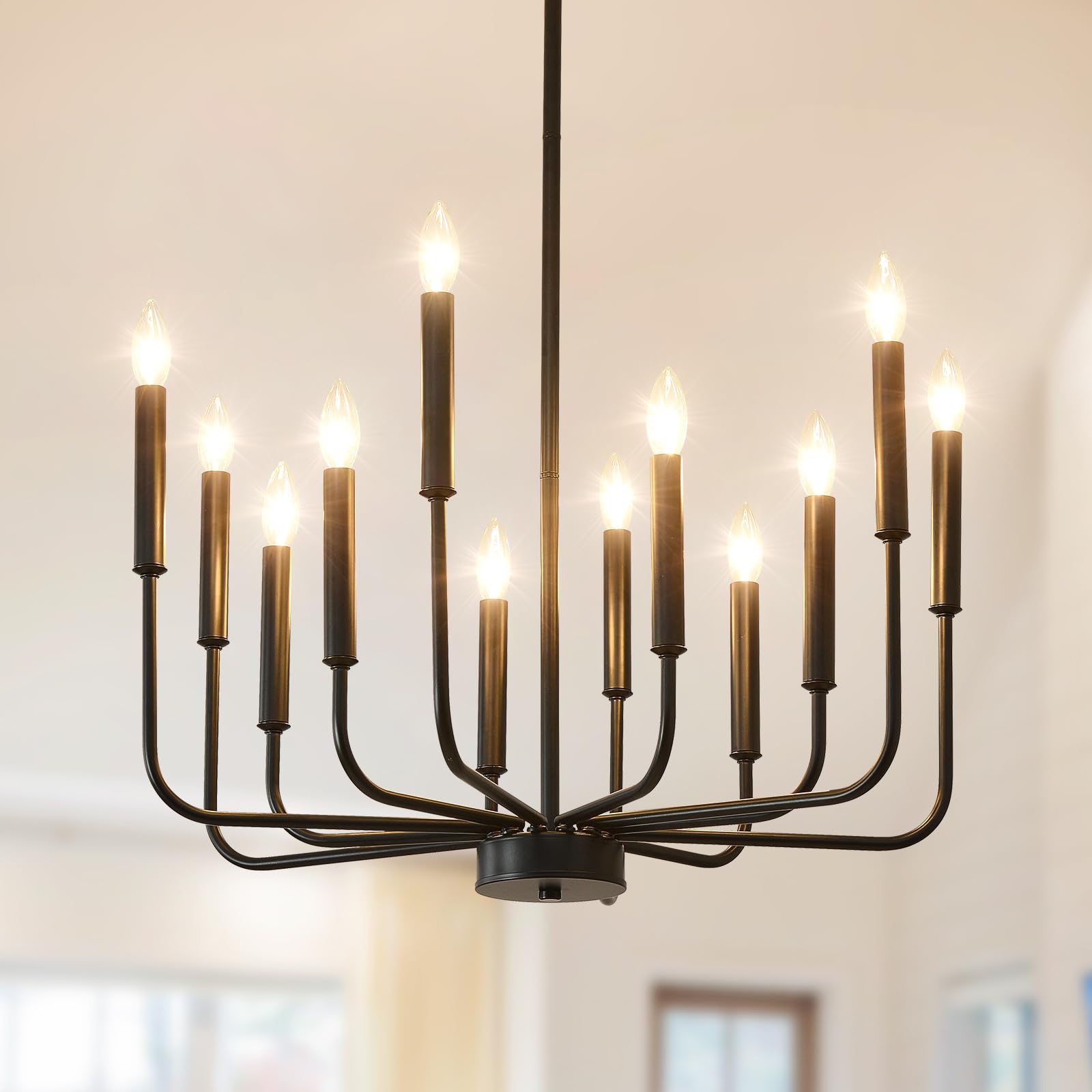 Gold Chandeliers, 6-Light Metal Candle Farmhouse Chandeliers, Rustic Industrial Modern Chandeliers Lighting Fixtures Hanging for Living Room, Kitchen, Bedroom, Dining Room(Bulbs are not Included)