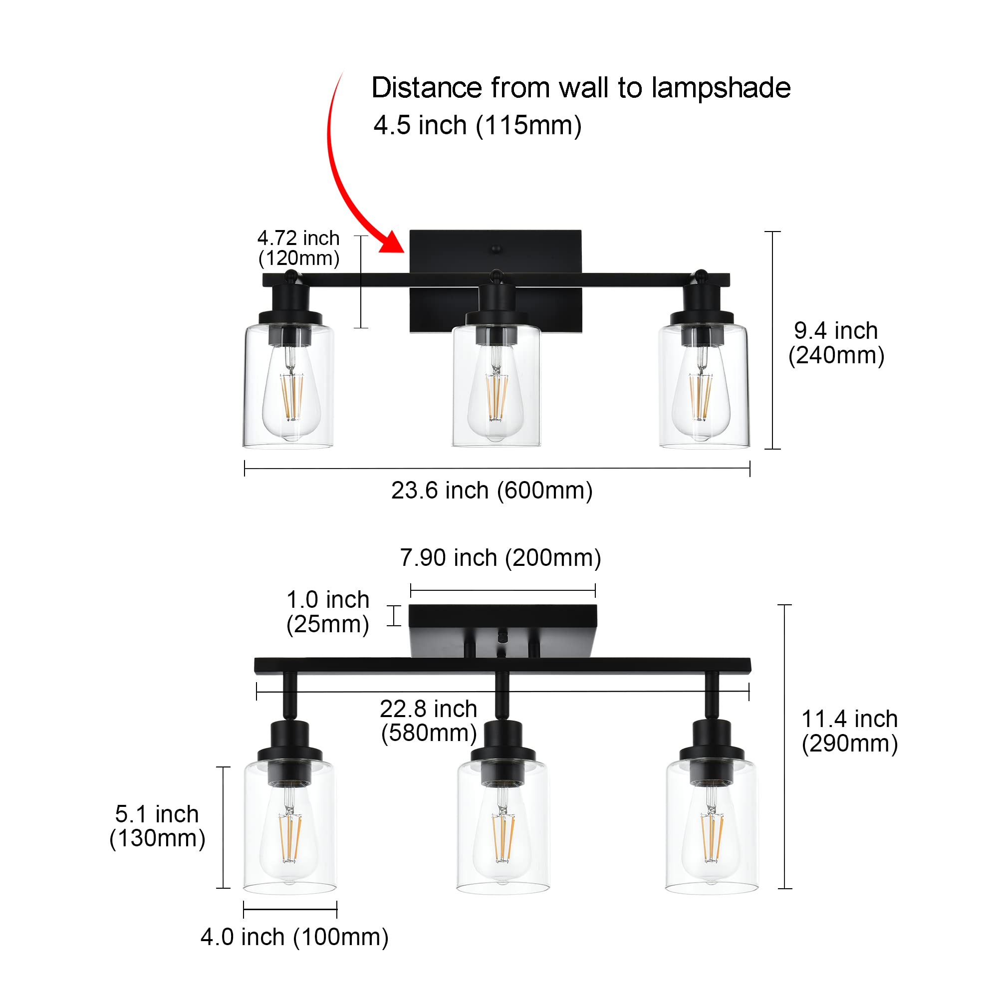 2-Light Adjustable Track Lighting Kit Brass Kitchen Track Lighting Fixtures Ceiling Spotlight with Clear Glass Shade for Hallway Foyer Bath Storage