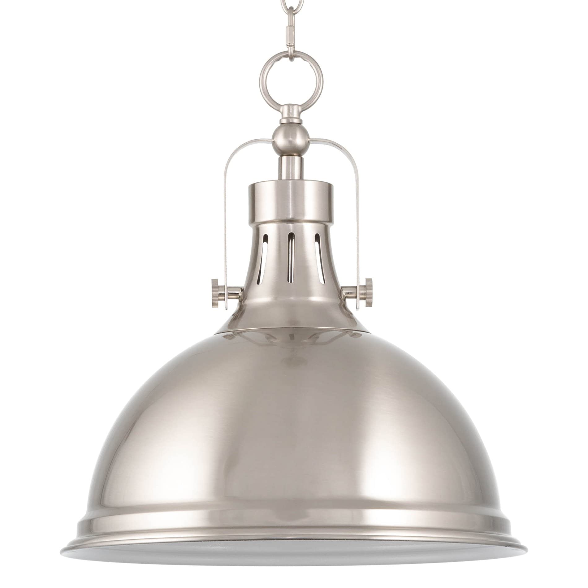 9" Contemporary Industrial Pendant Light, Adjustable Length + Shade Swivel Joint, Brushed Brass Finish