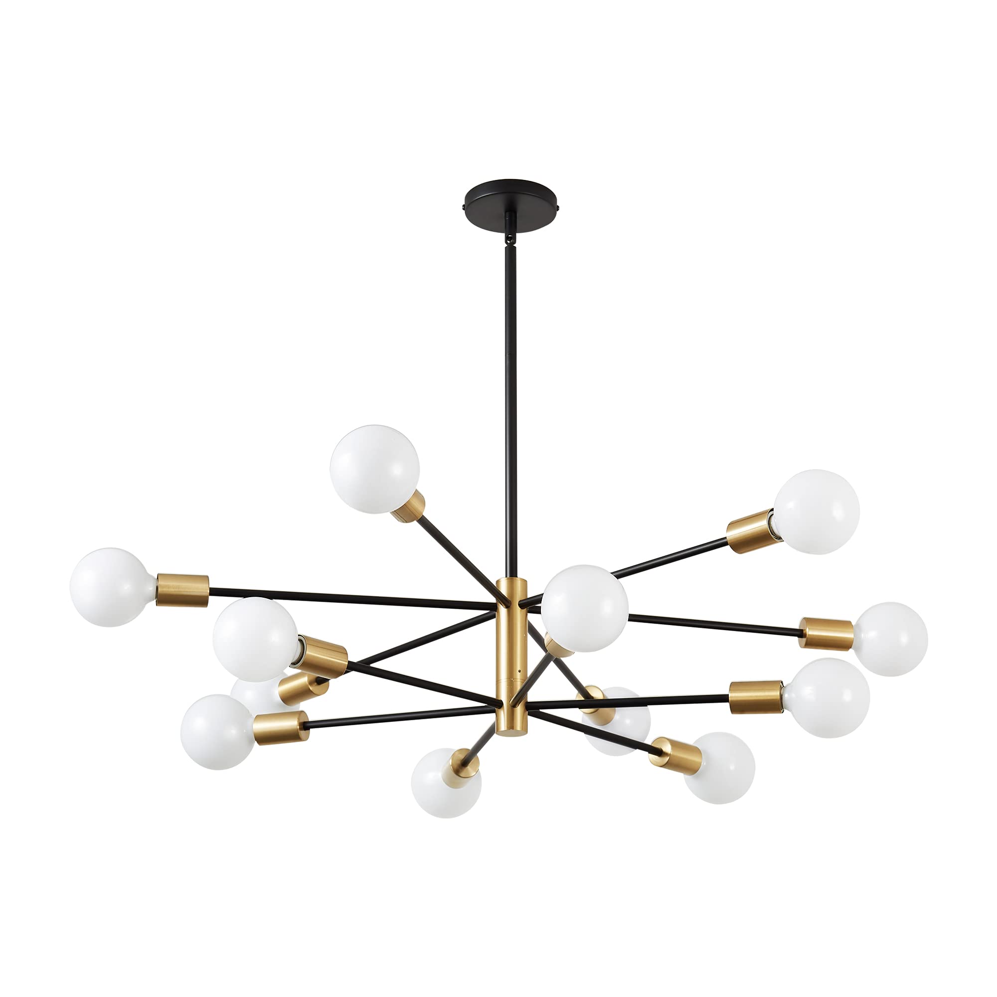 Sputnik Chandelier Modern Gold Chandelier 6-Light E26 Mid Century Ceiling Light Fixture Height Adjustable Hanging Pendant Lighting for Dining Room Kitchen Island Bedroom Office