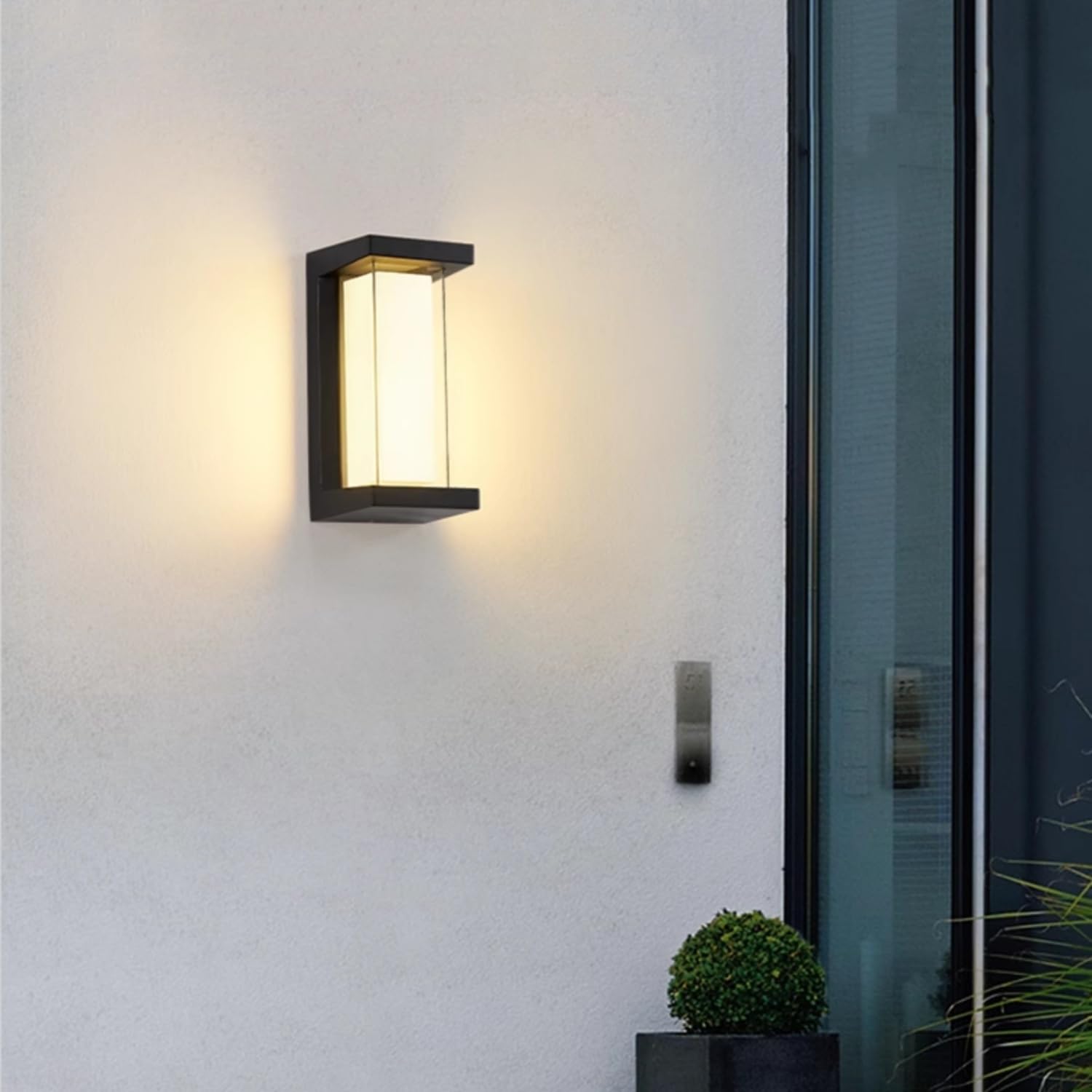 18W Outdoor Porch Light 3000K 1800Lm Matte Black LED Outdoor Wall Light Aluminum Exterior Light Fixtures Wall Mount IP65 Waterproof (2 Pack)