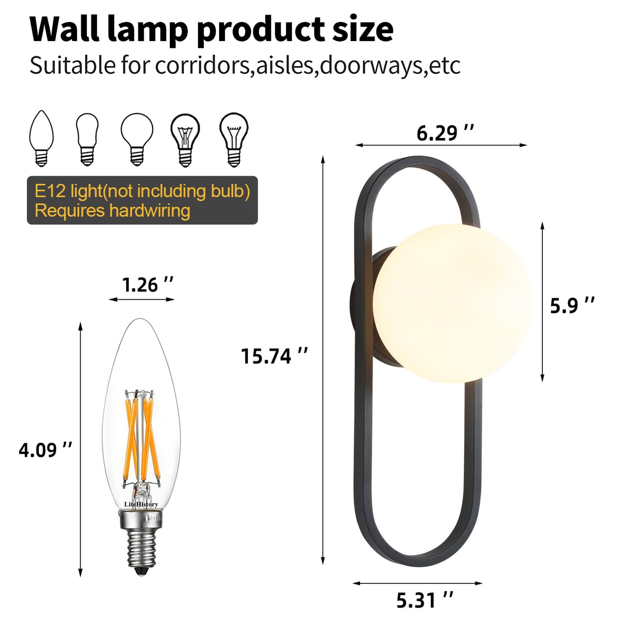 Wall Sconces Set of Two Gold Wall Lamp Sconces Wall Lighting with White Globe Glass Shade Wall Lights Sconces Wall Decor Set of 2 Wall Lights for Living Room Wall Lamps for Bedrooms Set of 2