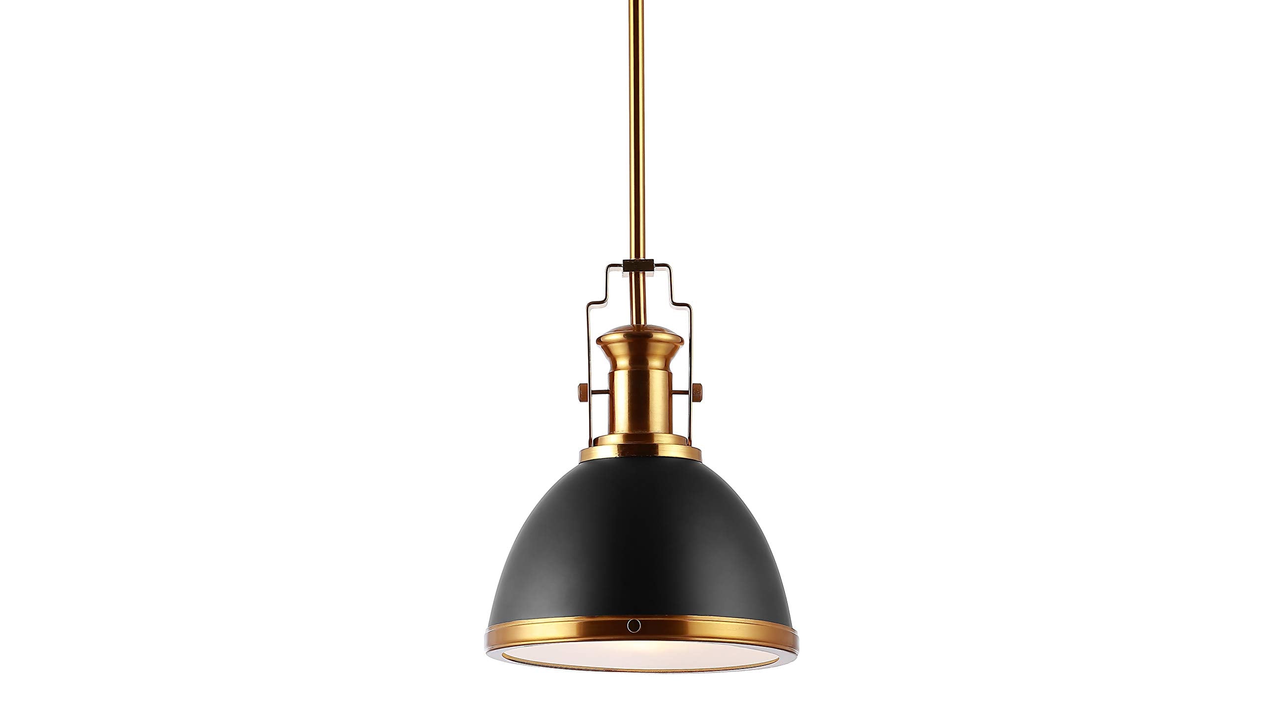 13" 1-Light Modern Industrial Iron LED Dome Pendant, Classic, Cottage, Farmhouse, Industrial, Rustic, Transitional, Office, Living Room, Kitchen, Foyer, Black/Brass Gold