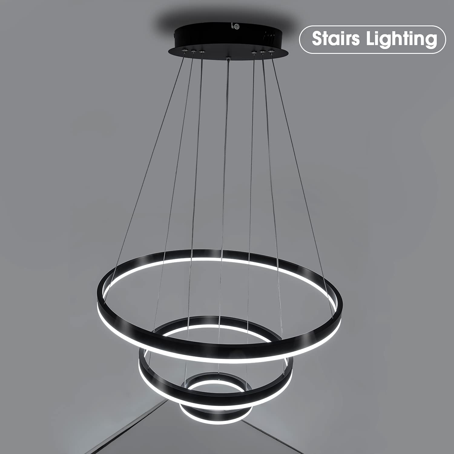 Dimmable Modern LED Chandelier for Kitchen Island Round Pendant Light, Flush Mount Modern Simple Irregular Ring Pendant Light Fixture for Bedroom, Living Room, Dining Room, 4000K(15W)…