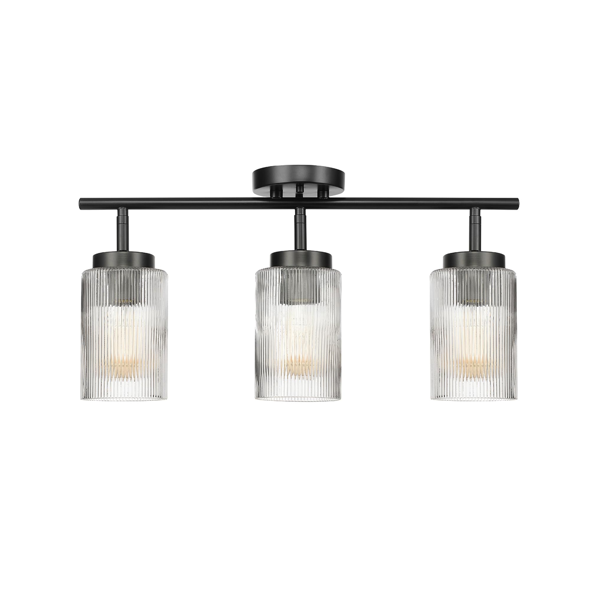 3-Light Track Lighting, Brushed Nickel, Clear Glass Shades, Silver, Bulb Not Included