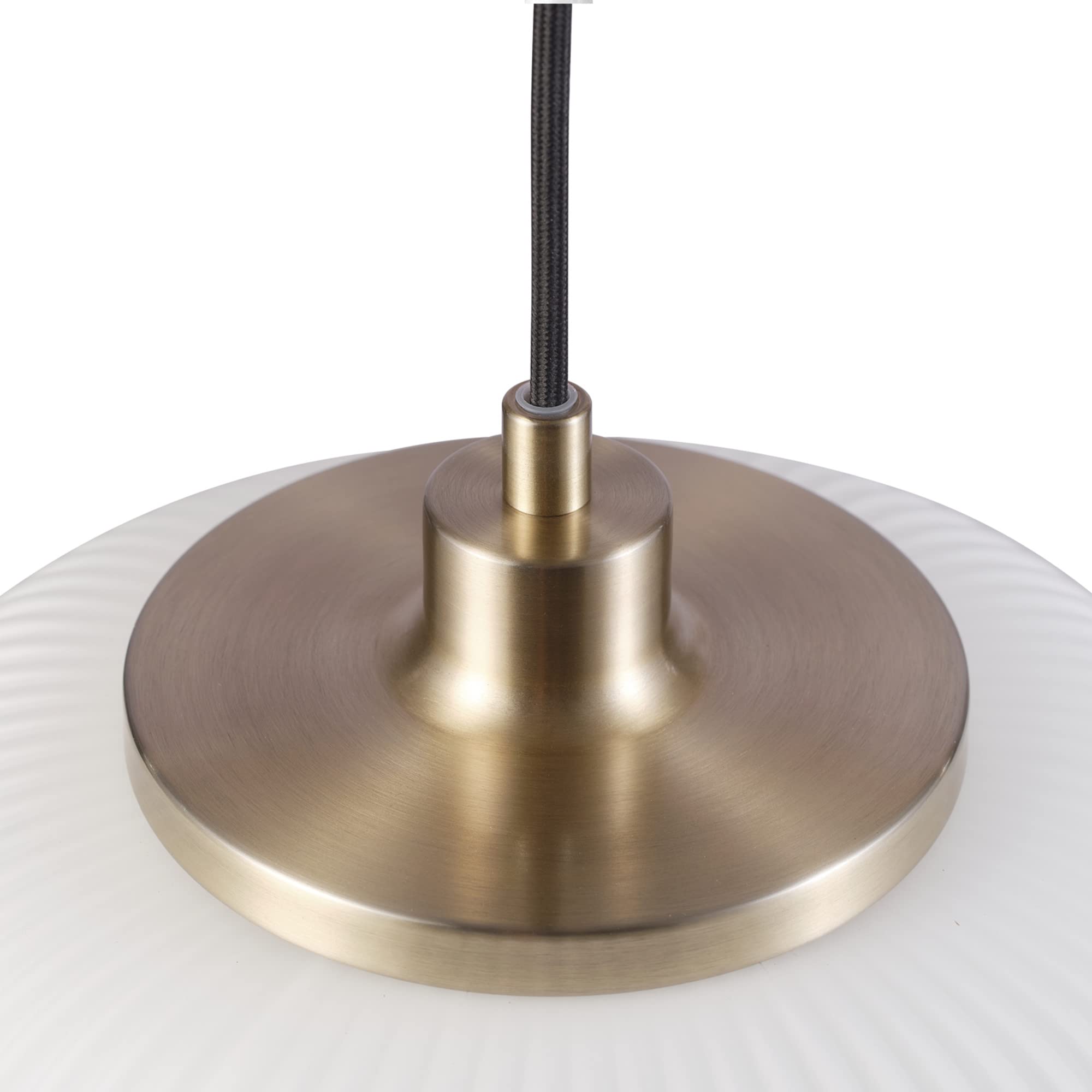 1-Light Pendant Lighting, Matte Brass, Frosted Ribbed Glass Shade, Bulb Not Included