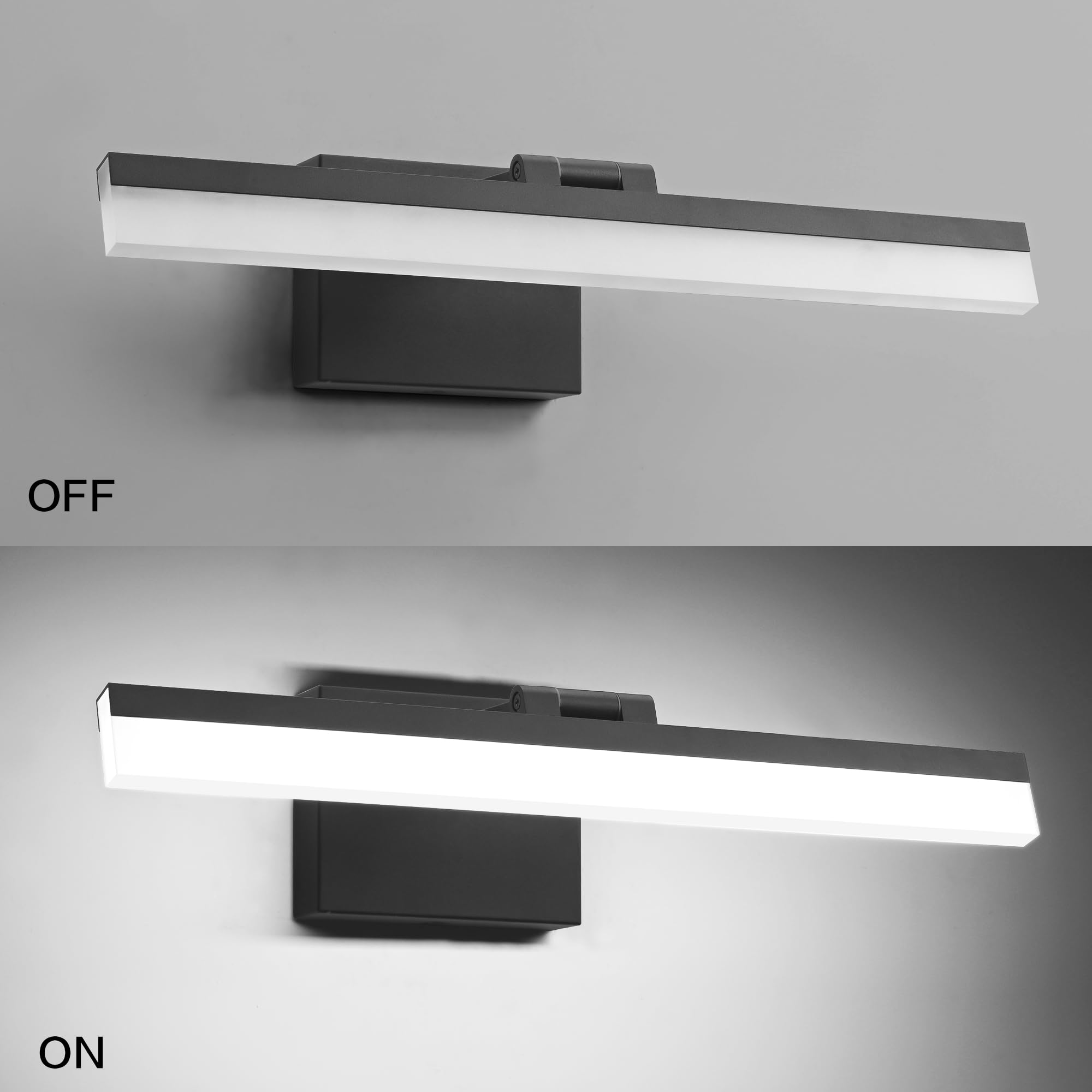 Dimmable Black Vanity Light Bar Lighting Fixtures Modern Bathroom Light Fixtures 6000K Rotatable White Aluminum LED Light