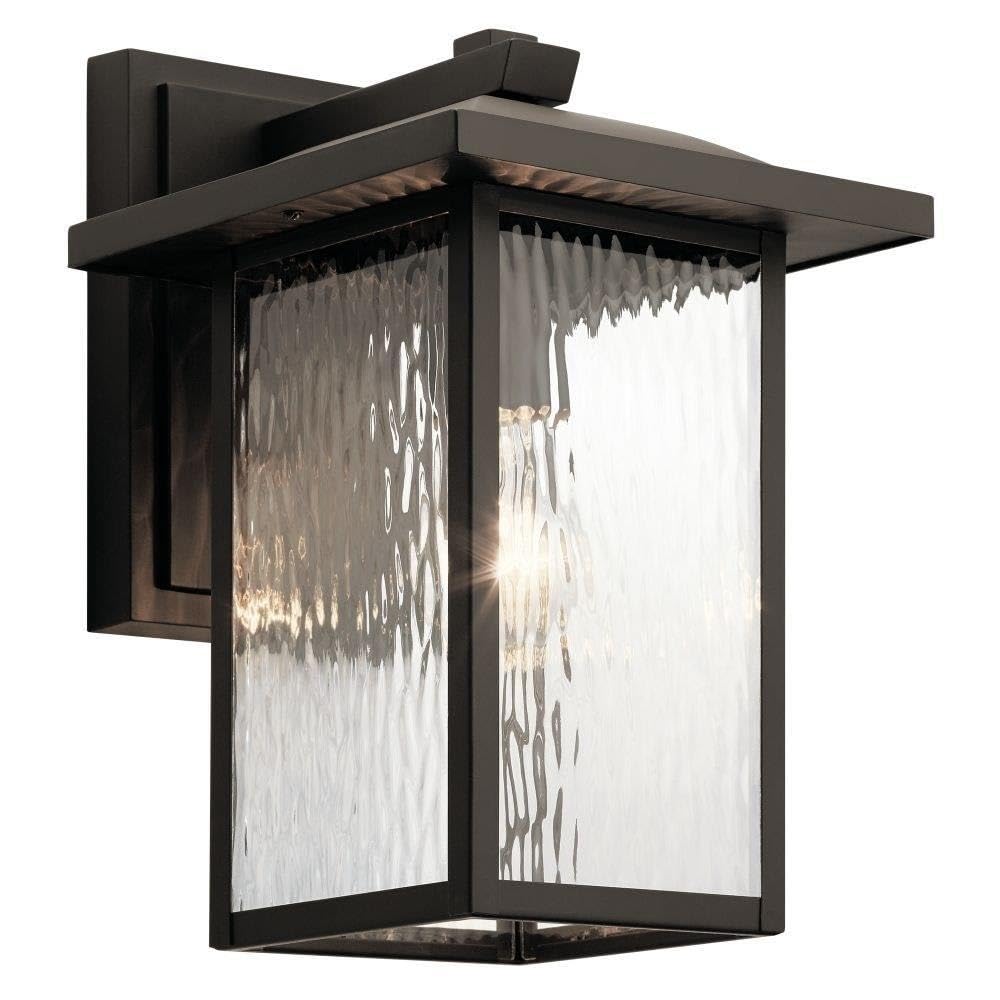 10.25" Outdoor Wall Light in Black, 1-Light Exterior Wall Sconce Porch Light with Clear Water Glass, (10.25" H x 6.5" W), 49924BKT