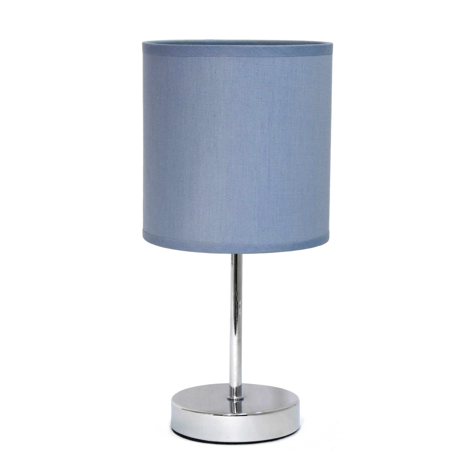 Chrome Mini Basic Table Lamp with Fabric Shade, White