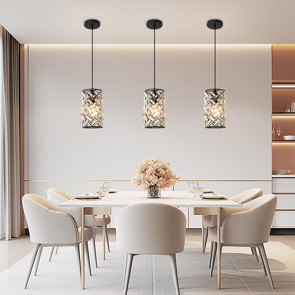 Modern Crystal Gold Pendant Light Fixtures for Kitchen Island Luxury Gold Chandelier Perfect for Dining Room, Bedroom, Kitchen, Living Room