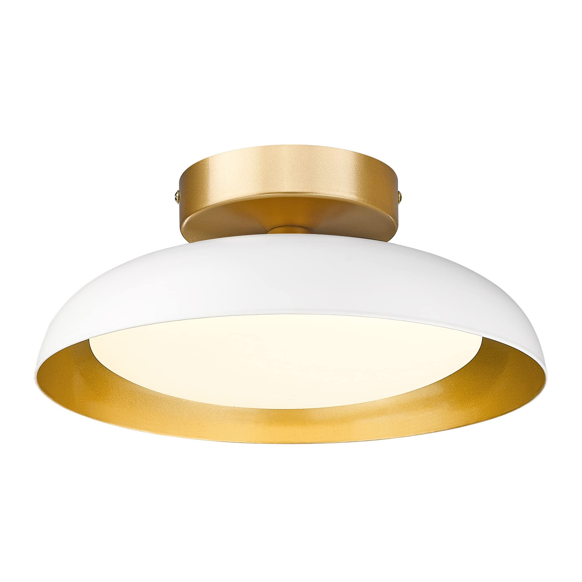 Gold Ceiling Light, 12 Inch LED Semi Flush Mount Ceiling Light Fixture, 12W/700Lm Ceiling Lights for Kitchen, Bathroom, Hallway, 3000K/4000K/6000K Adjustable, KDCL01-GD