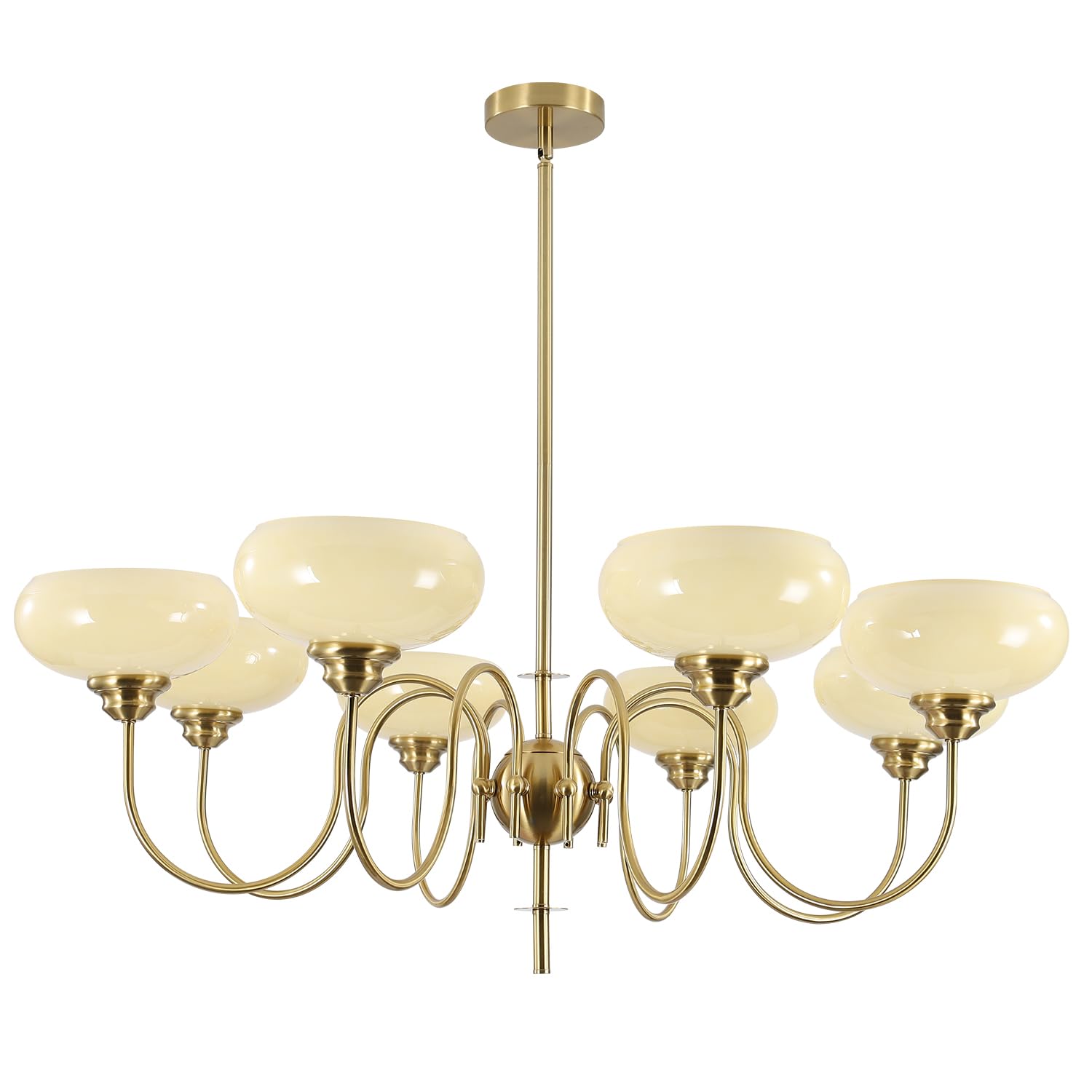 Gold Vintage Chandelier Modern 5-Light Globe Chandelier with Smooth Lampshade Sputnik Pendant Light Dining Room Chandelier for Living Room Bedroom