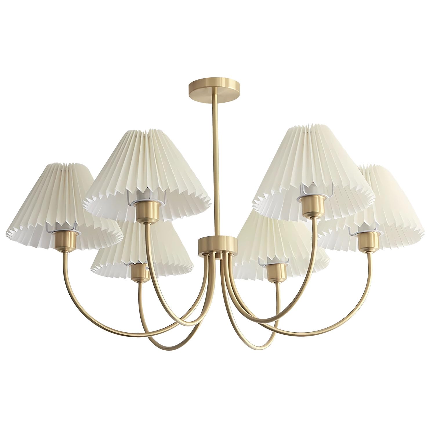 Lighting 3-Lights Pleated Chandelier White Fabric Pendant Light Fixtures Mid Century Modern Gold Sputnik Chandelier Vintage Classic Chandeliers for Dining Room Bedroom