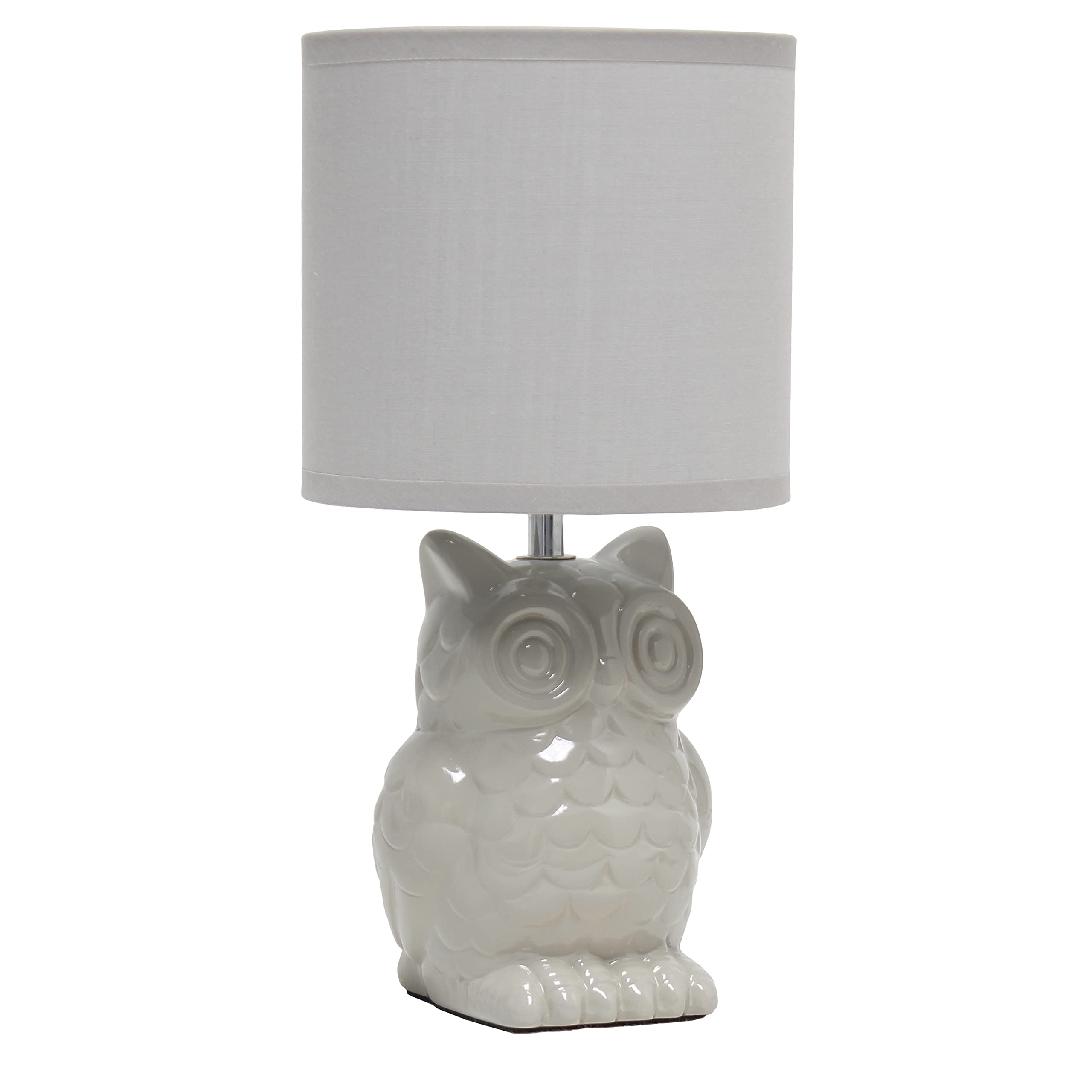 12.8" Tall Contemporary Ceramic Owl Bedside Table Desk Lamp w Matching Fabric Shade for Decor, Bedroom, Nightstand, Living Room, Entryway, Kids' Room, Nursery, Sage Green