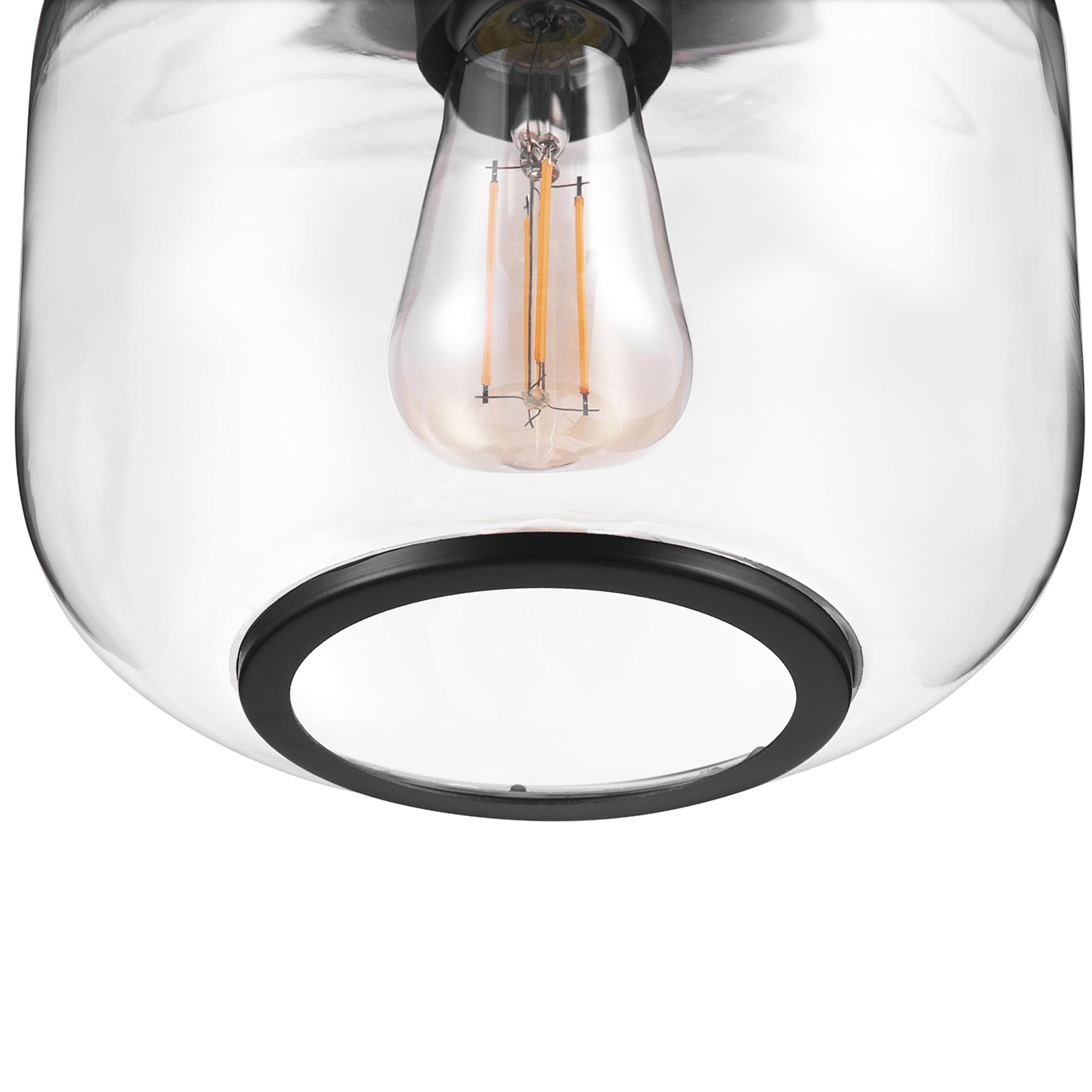 1-Light Semi-Flush Mount Ceiling Lighting, Matte Brass, Clear Glass Shade, Bulb Not Included