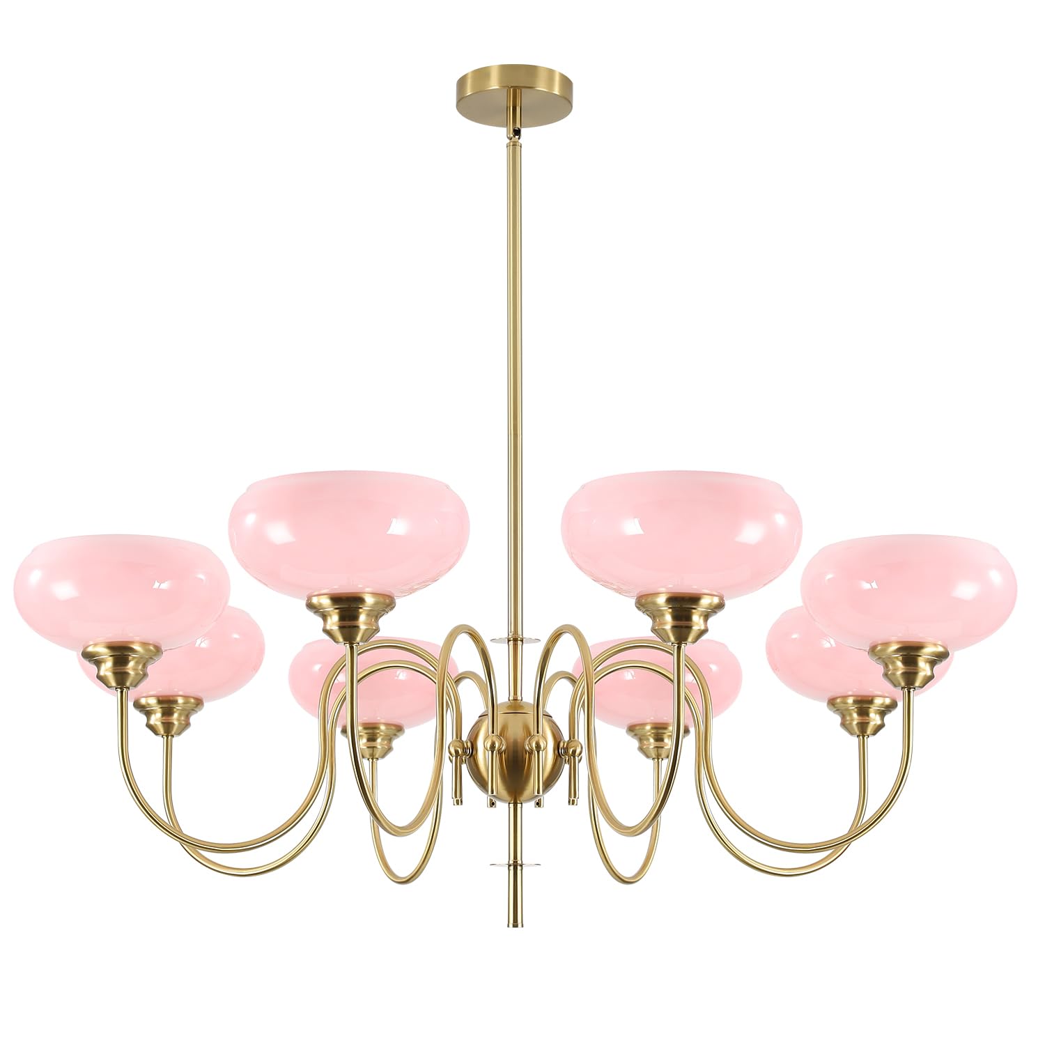 Gold Vintage Chandelier Modern 5-Light Globe Chandelier with Smooth Lampshade Sputnik Pendant Light Dining Room Chandelier for Living Room Bedroom