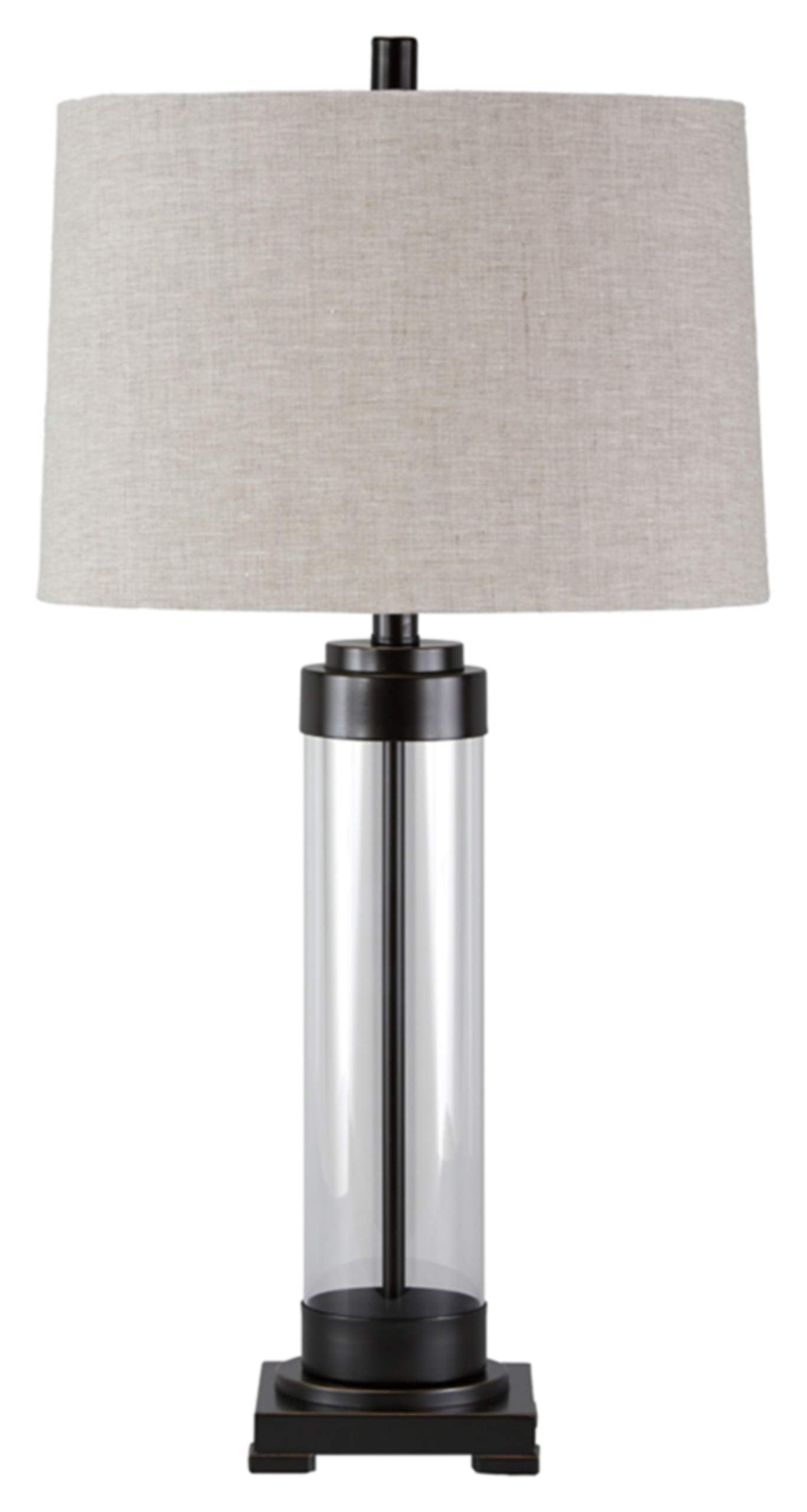 Industrial 30" Glass Table Lamp with Drum Shade, Bronze Finish