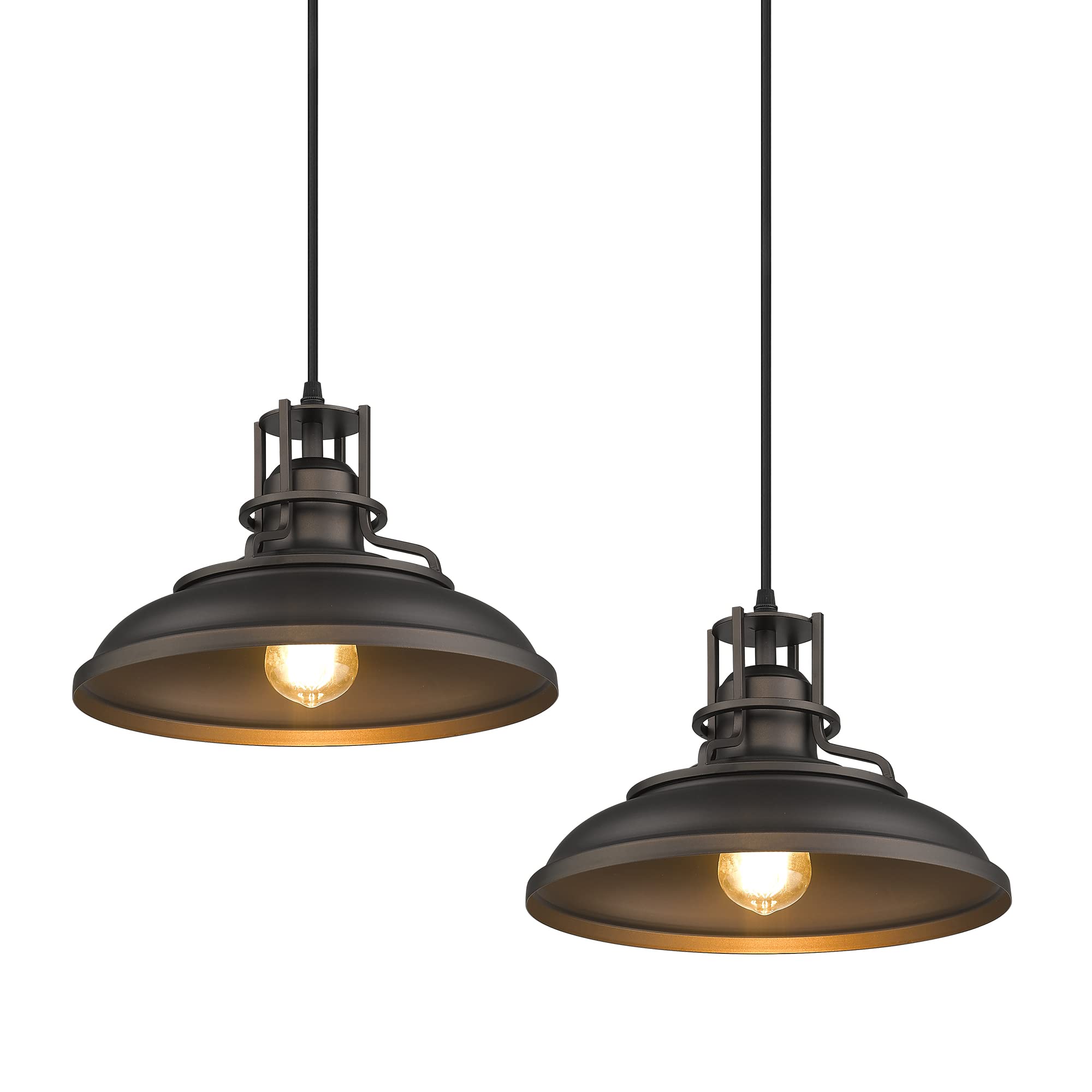 FEMILA Farmhouse Pendant Light,12-inch Barn Vintage Hanging Light Fixture for Kitchen Island,Adjustable Height,Oil Rubbed Bronze Finish, 4FY15-MP ORB